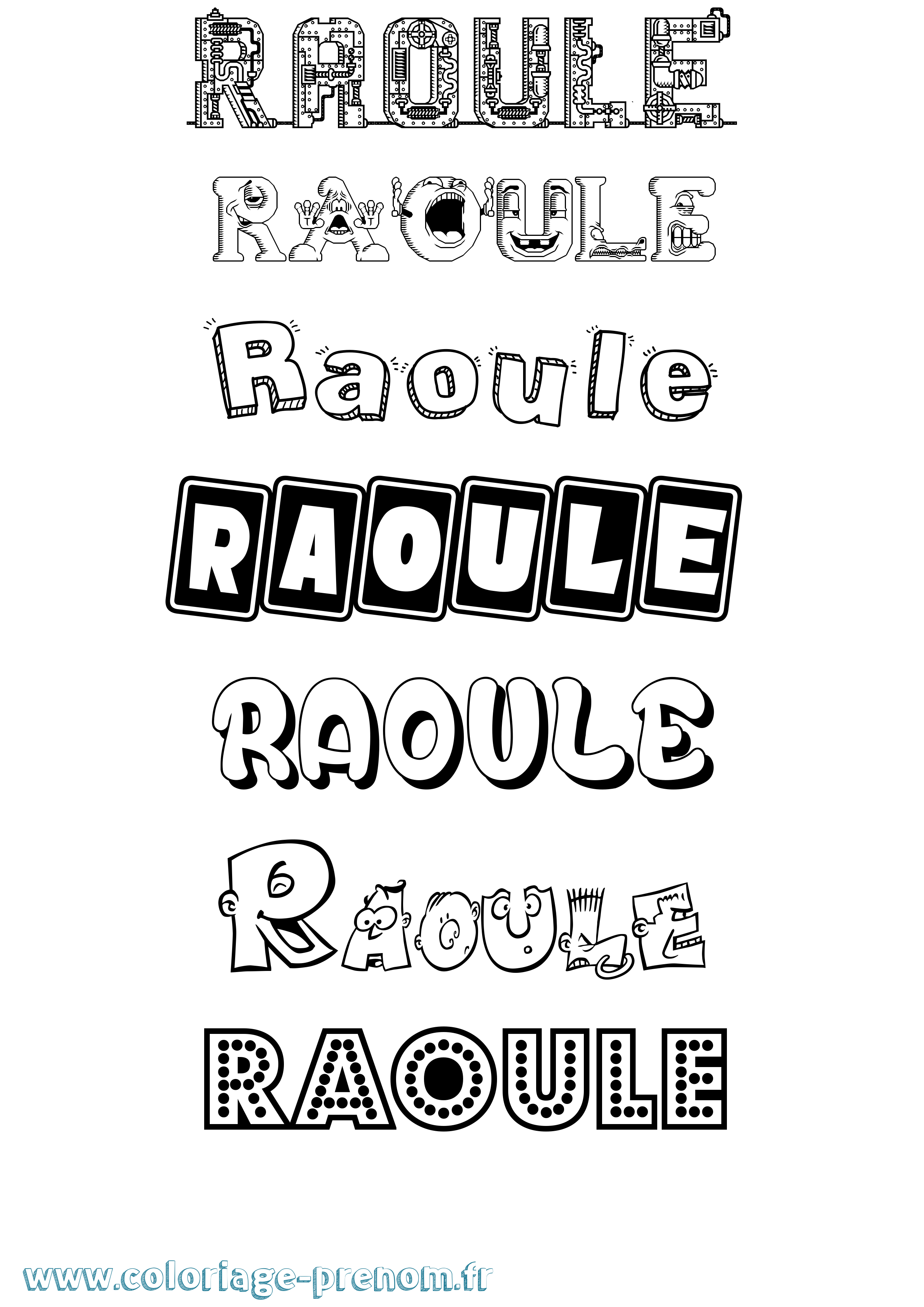 Coloriage Raoule Fun Coloriage prénom Raoule Fun