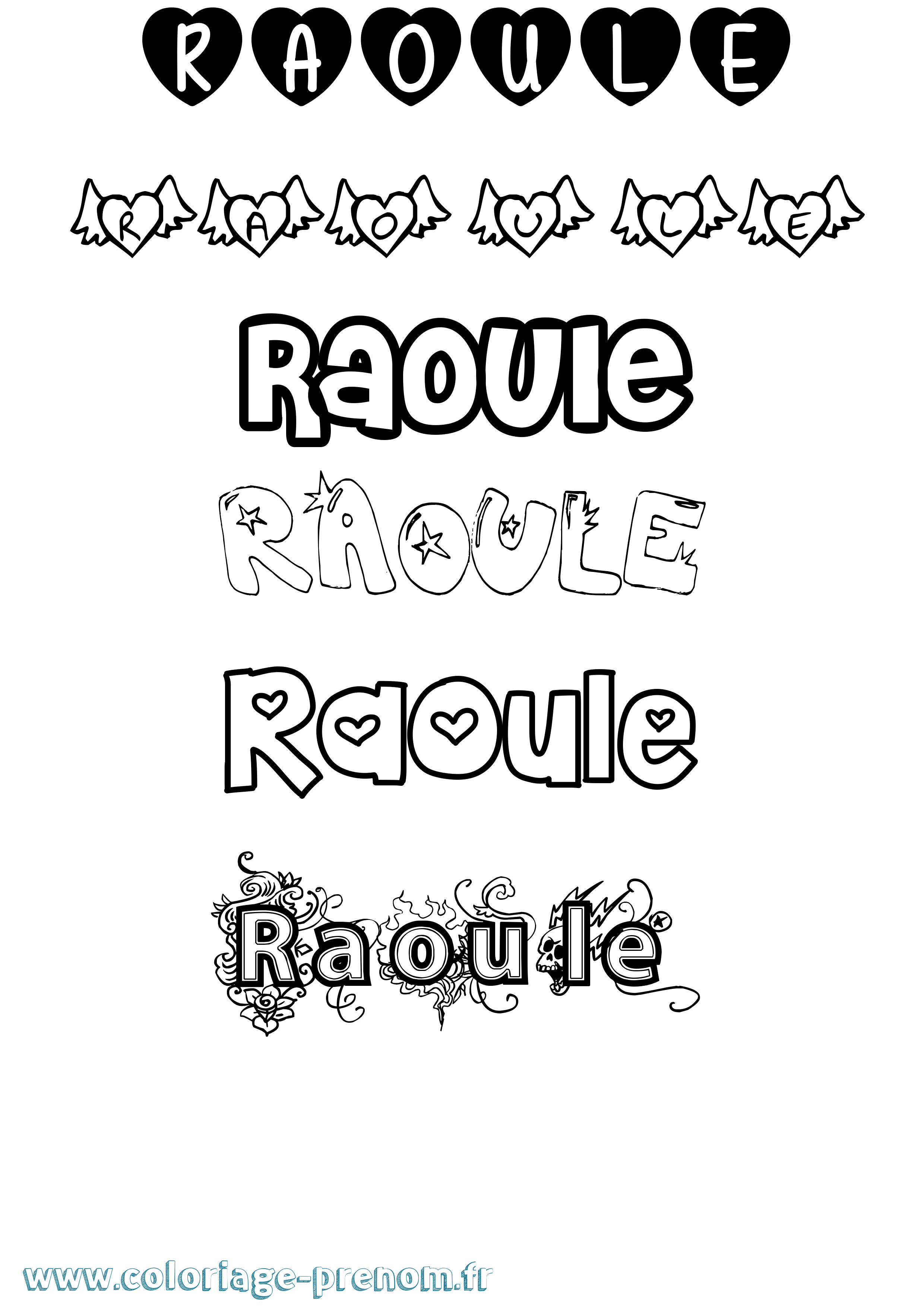 Coloriage Raoule Girly Coloriage prénom Raoule Girly