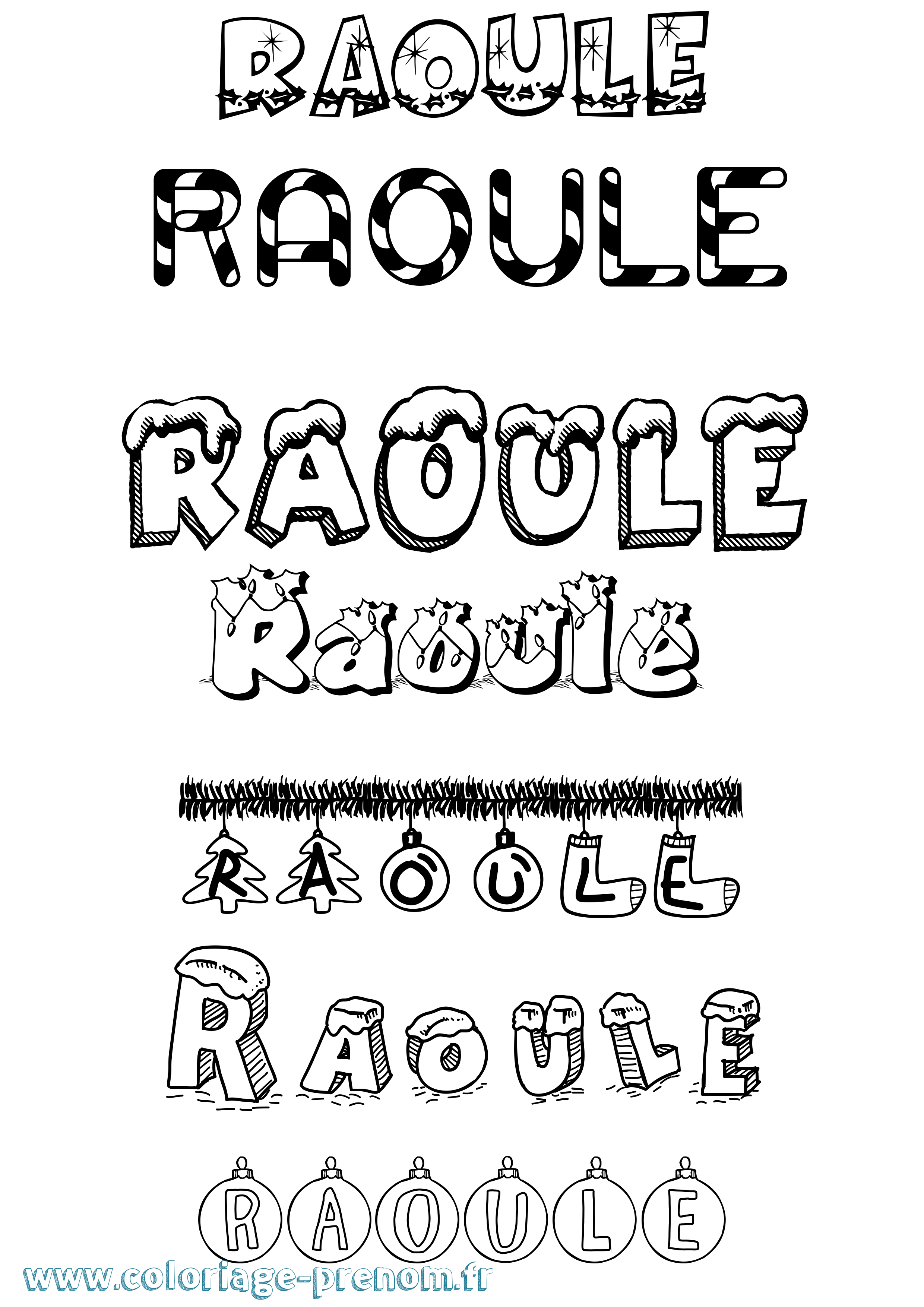Coloriage Raoule Noël Coloriage prénom Raoule Noël