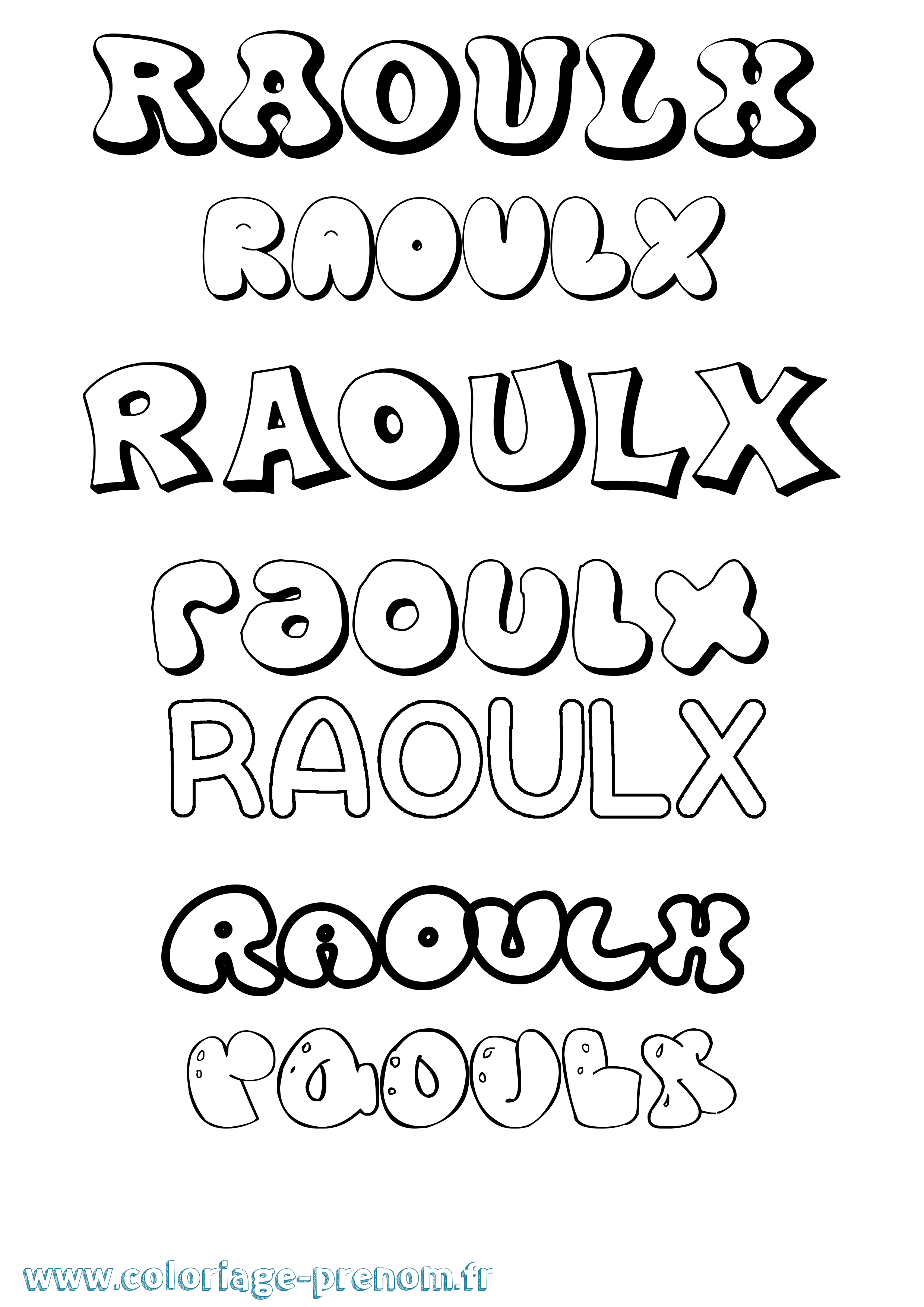 Coloriage Raoulx Bubble Coloriage prénom Raoulx Bubble