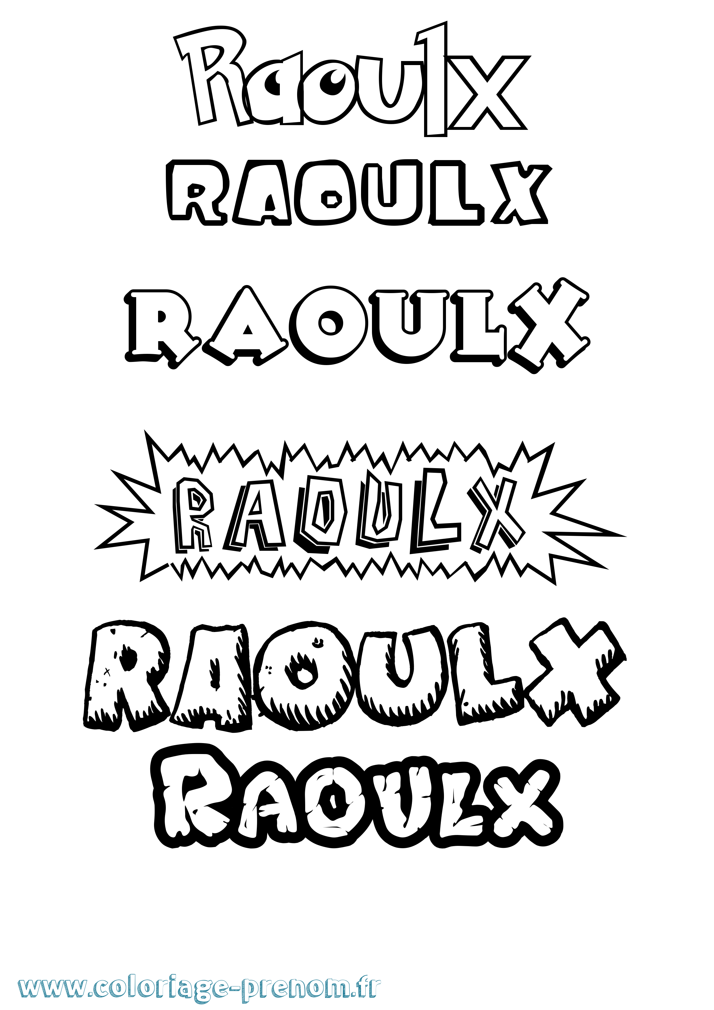 Coloriage Raoulx Dessin Animé Coloriage prénom Raoulx Dessin Animé
