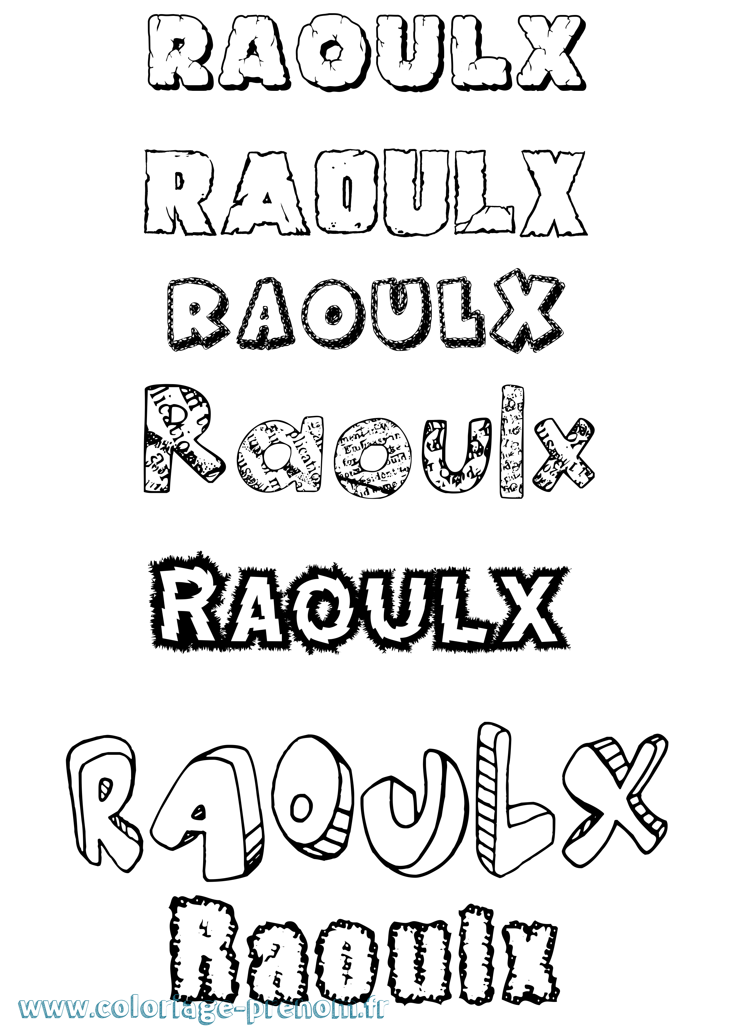 Coloriage Raoulx Destructuré Coloriage prénom Raoulx Destructuré