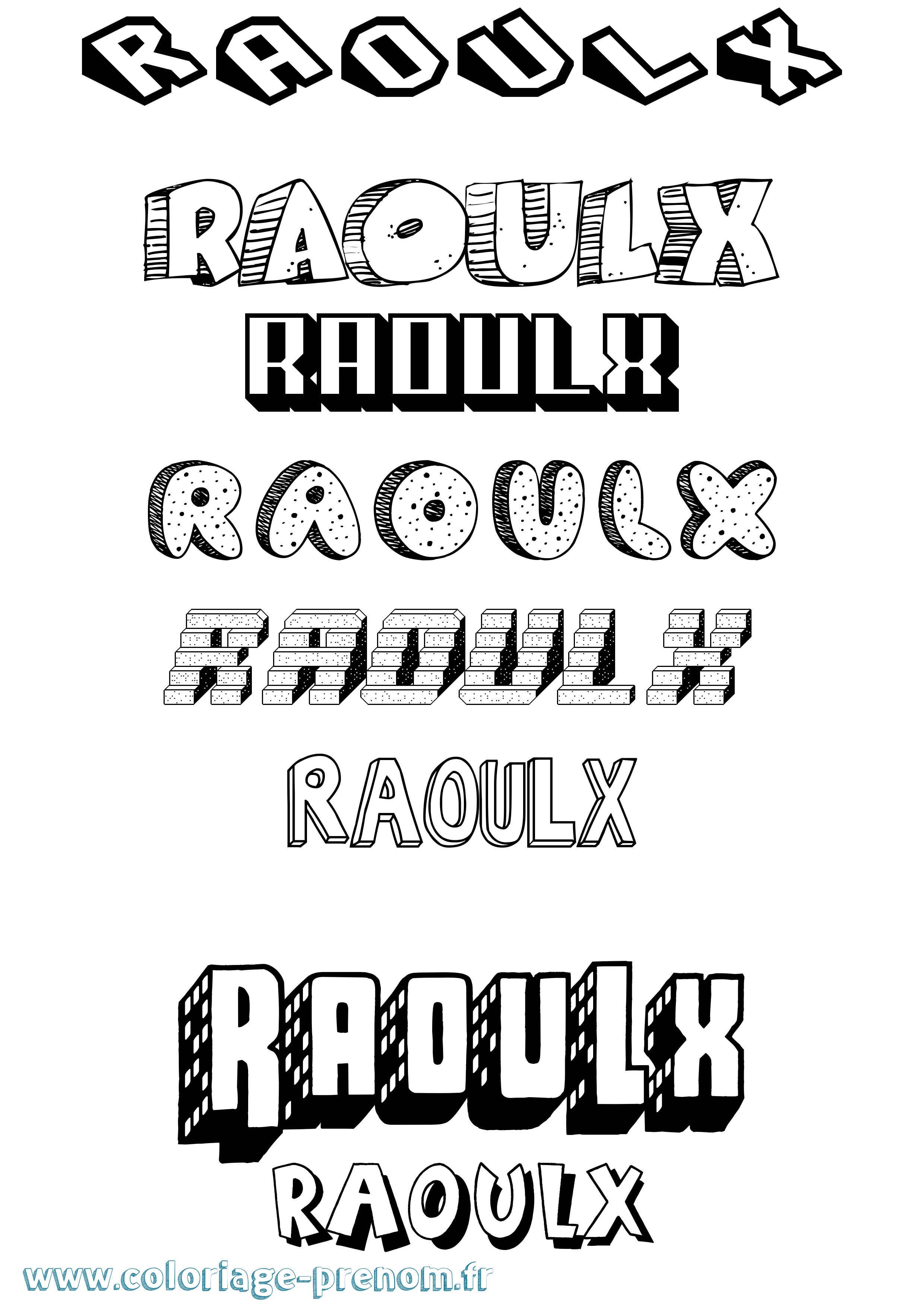 Coloriage Raoulx Effet 3D Coloriage prénom Raoulx Effet 3D