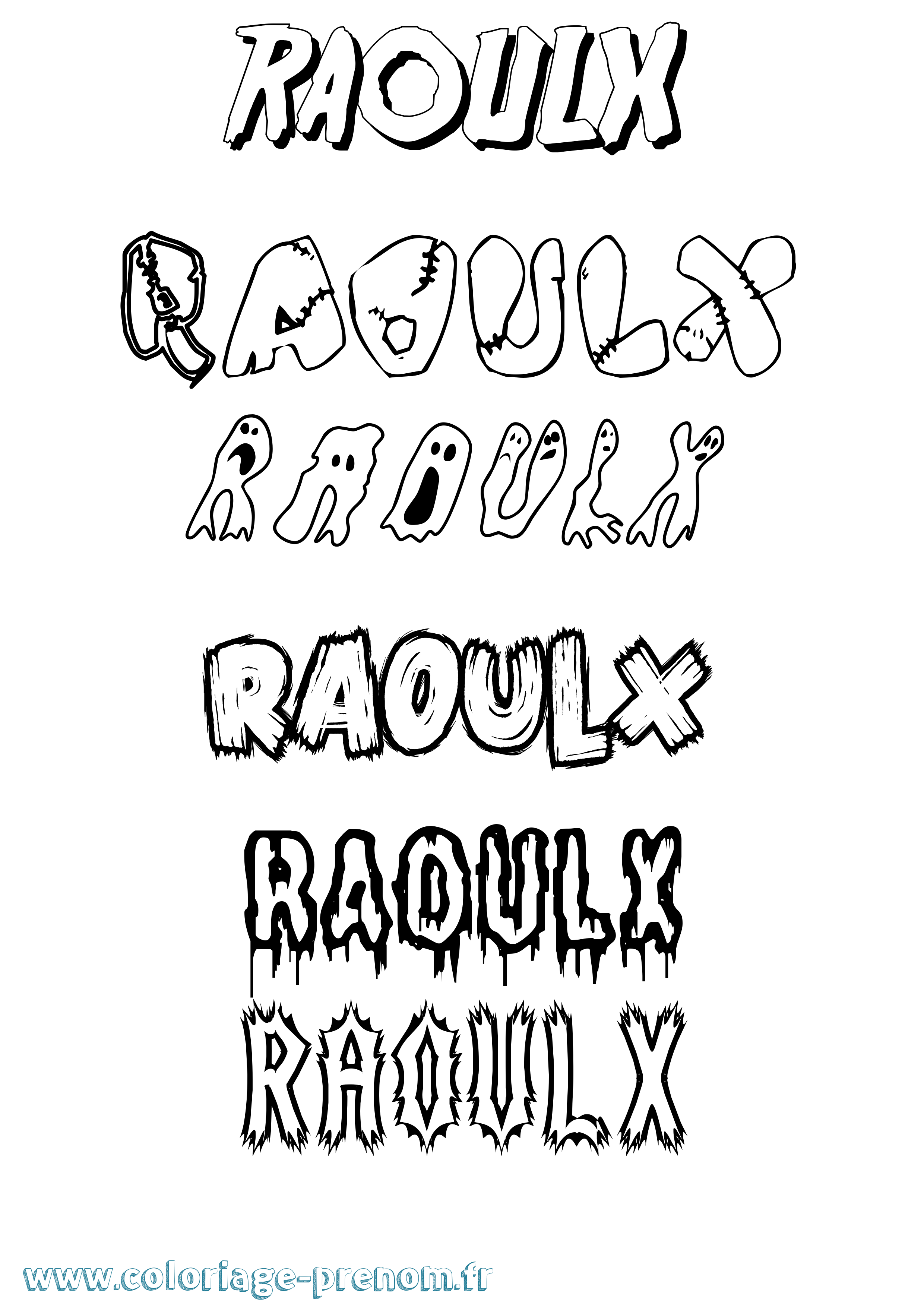 Coloriage Raoulx Frisson Coloriage prénom Raoulx Frisson
