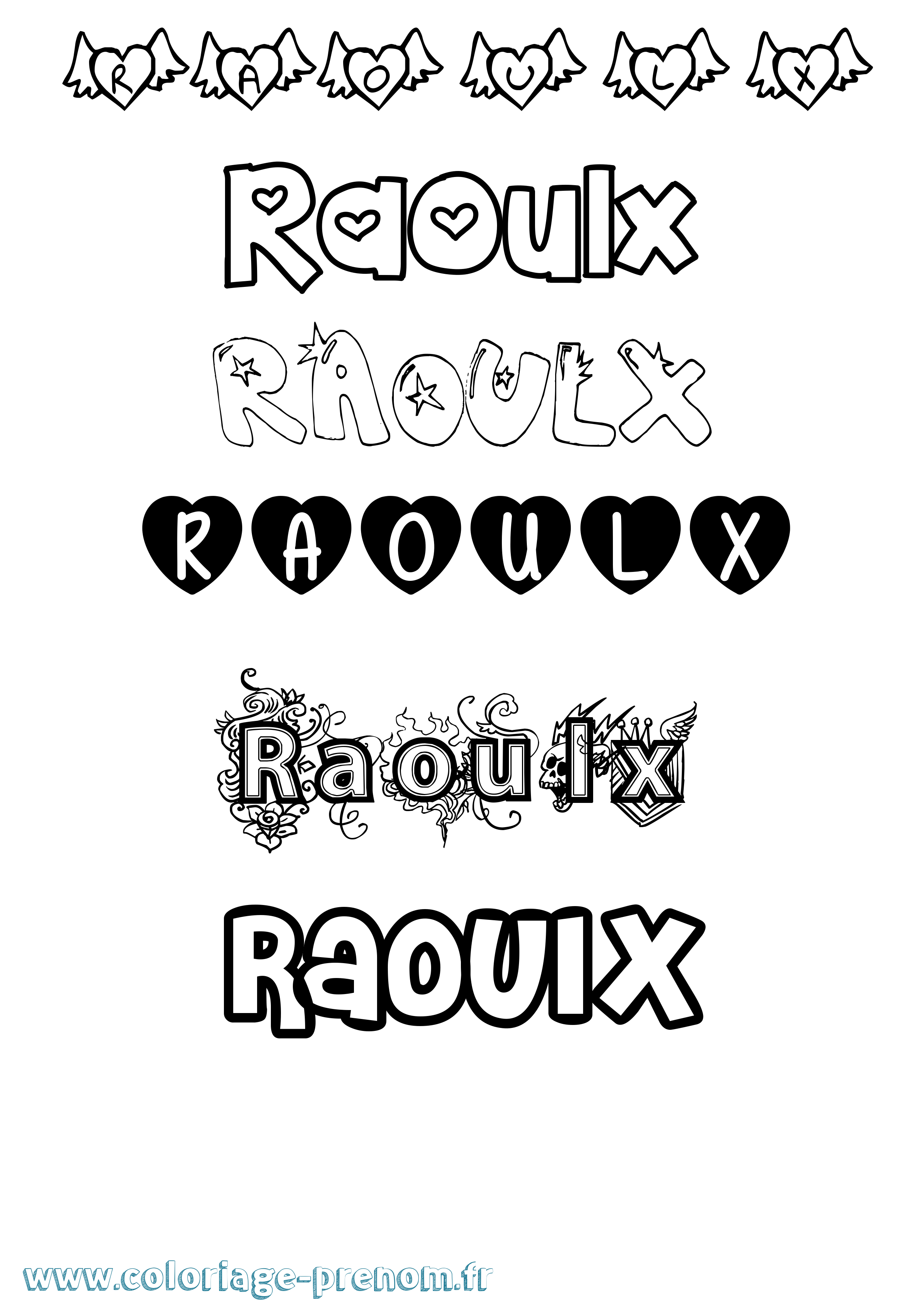 Coloriage Raoulx Girly Coloriage prénom Raoulx Girly