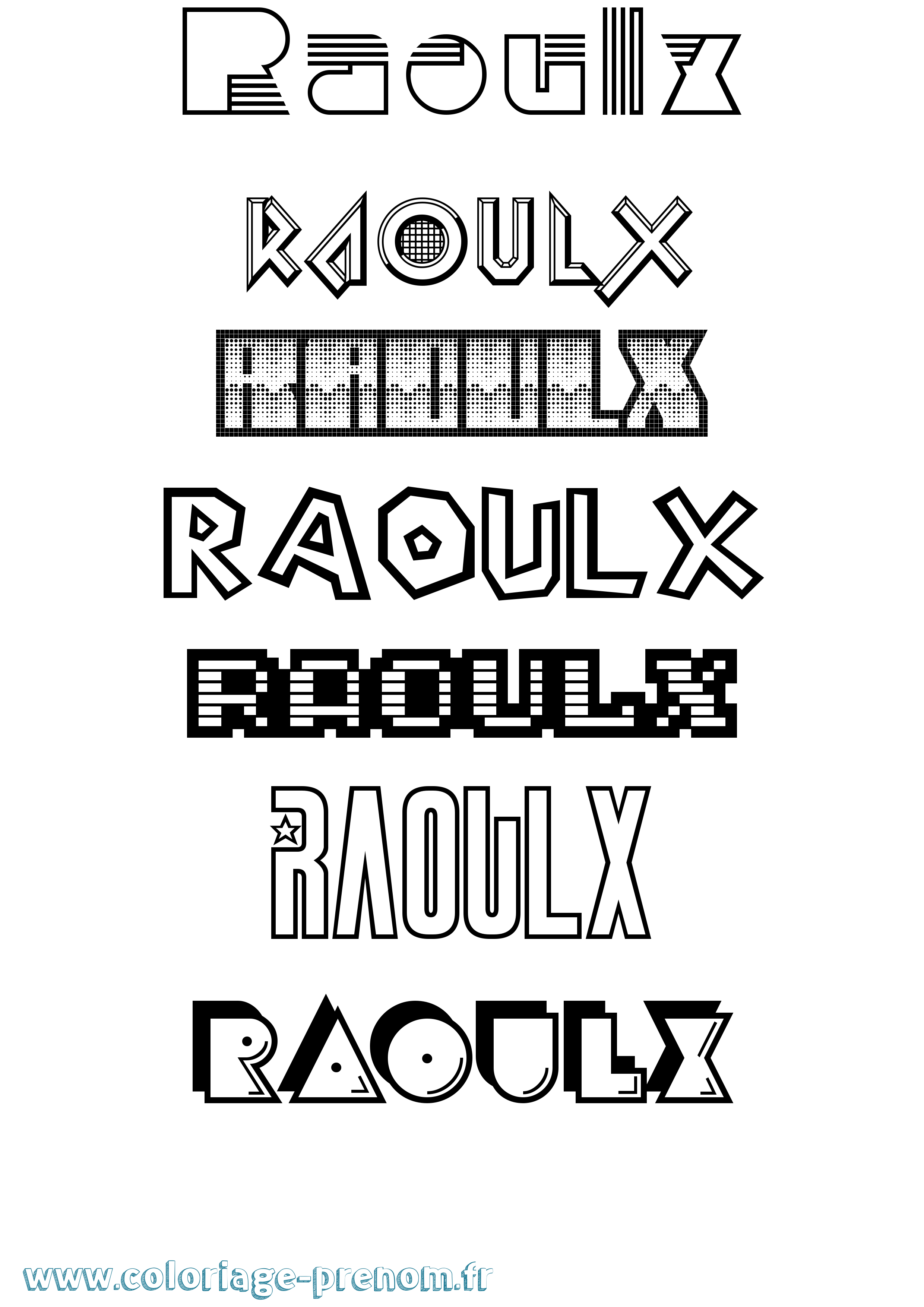 Coloriage Raoulx Jeux Vidéos Coloriage prénom Raoulx Jeux Vidéos