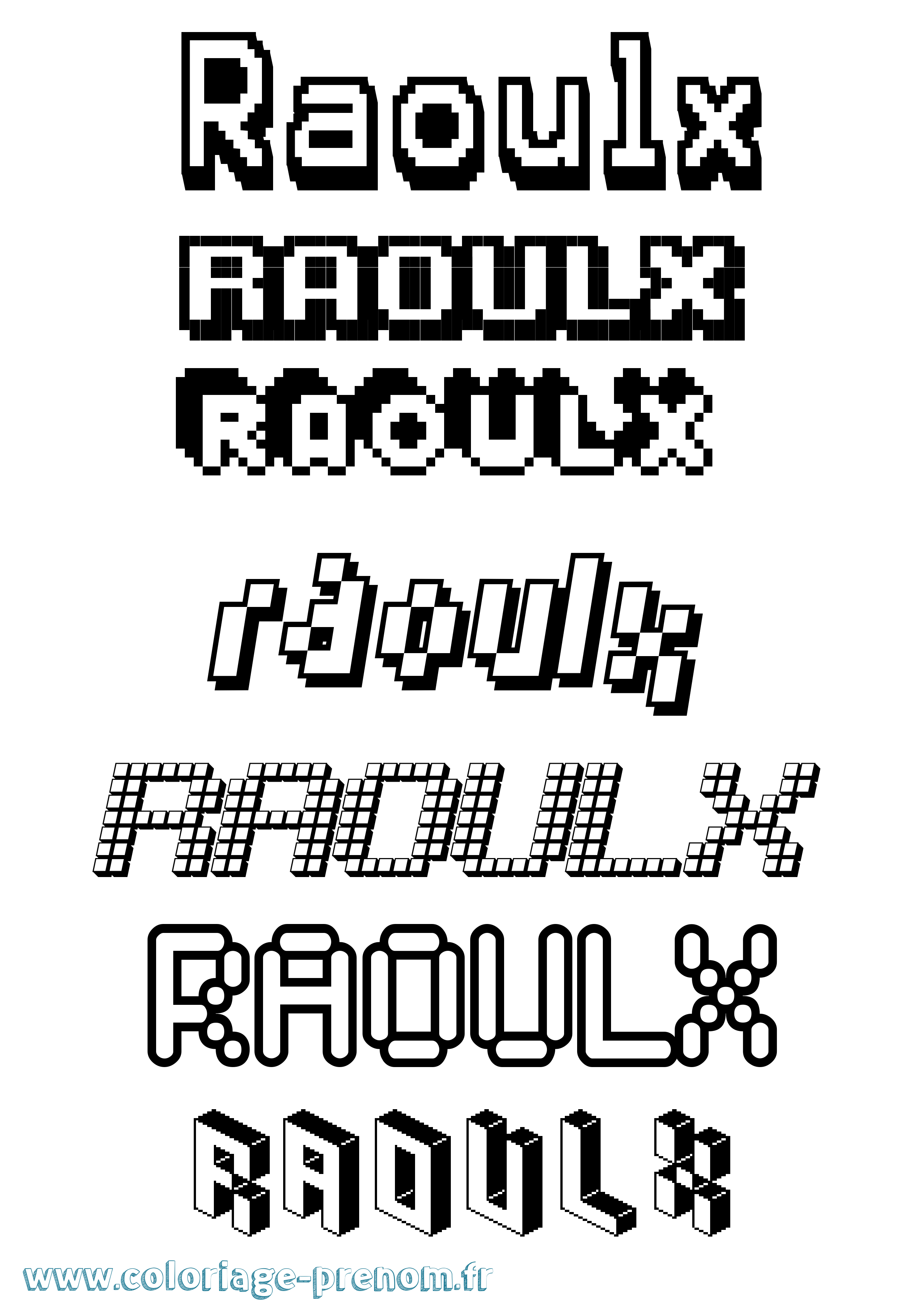 Coloriage Raoulx Pixel Coloriage prénom Raoulx Pixel