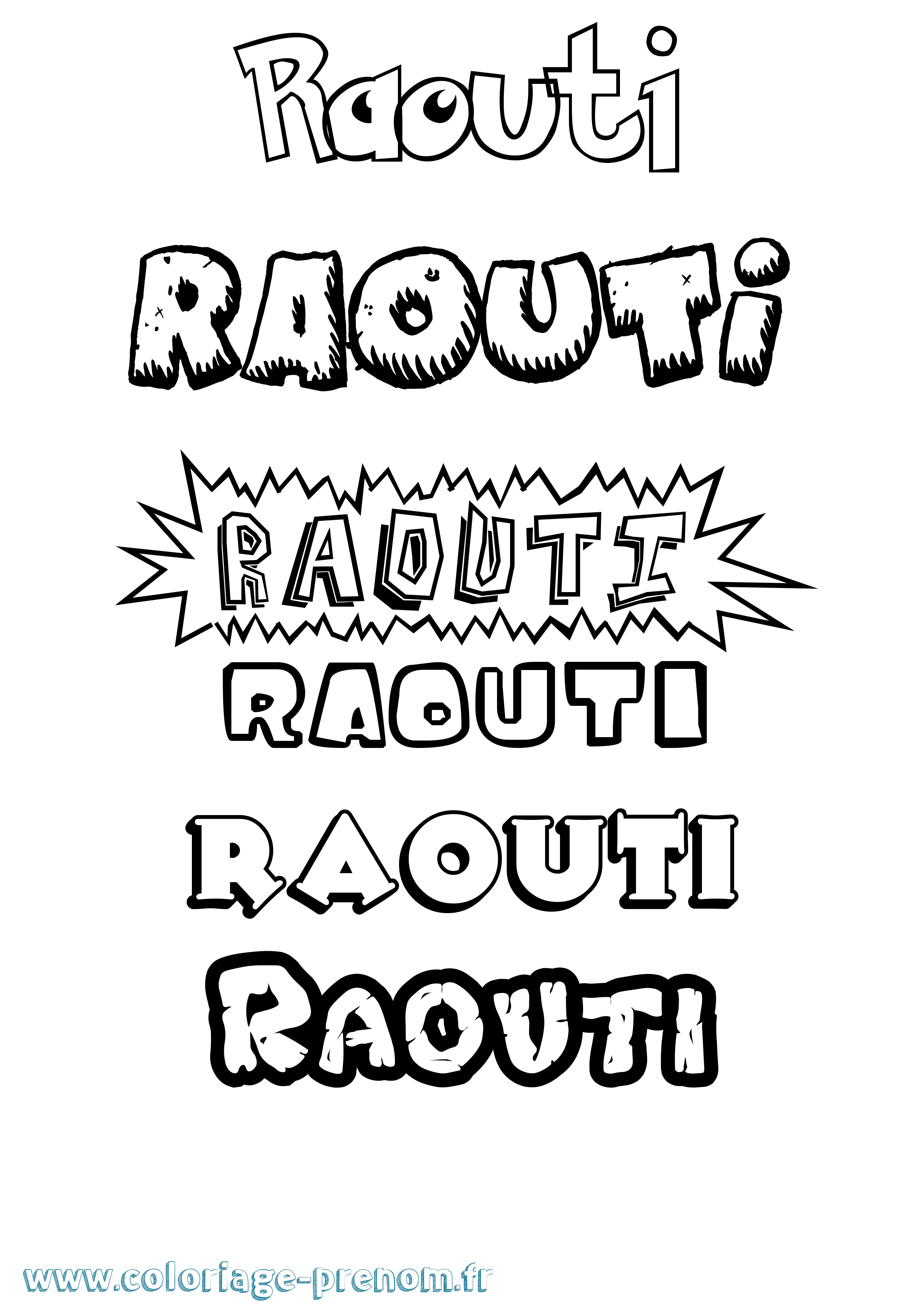 Coloriage Raouti Dessin Animé Coloriage prénom Raouti Dessin Animé