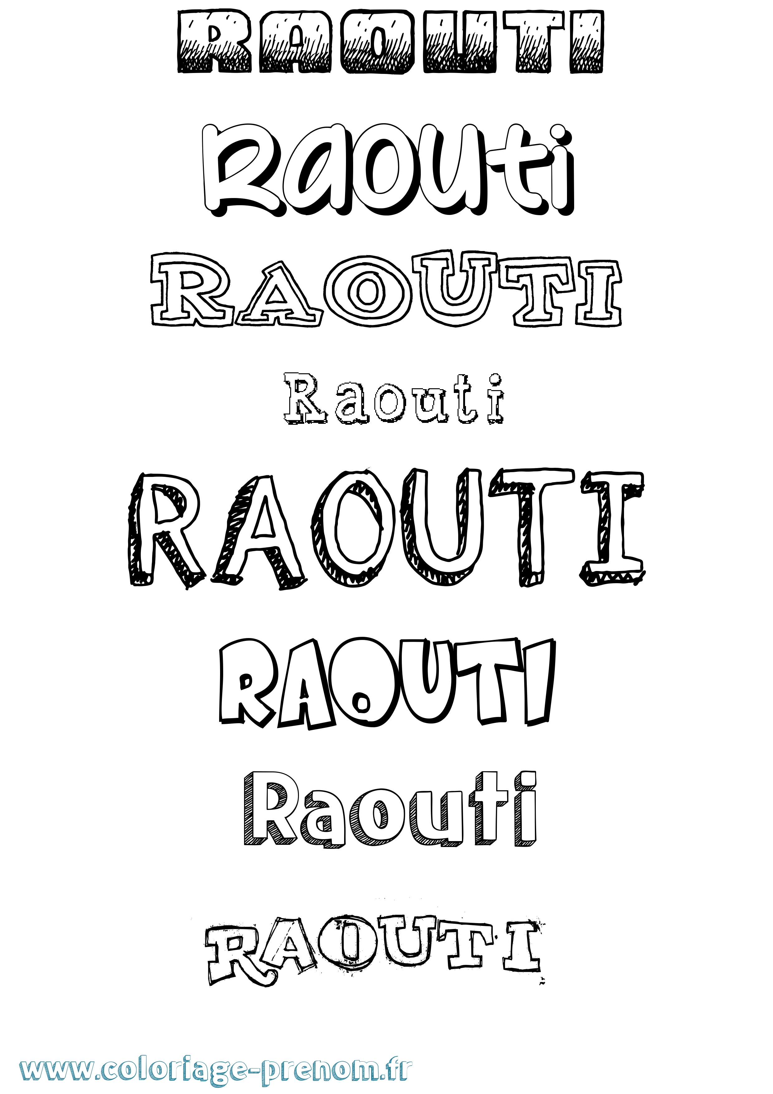 Coloriage Raouti Dessiné Coloriage prénom Raouti Dessiné