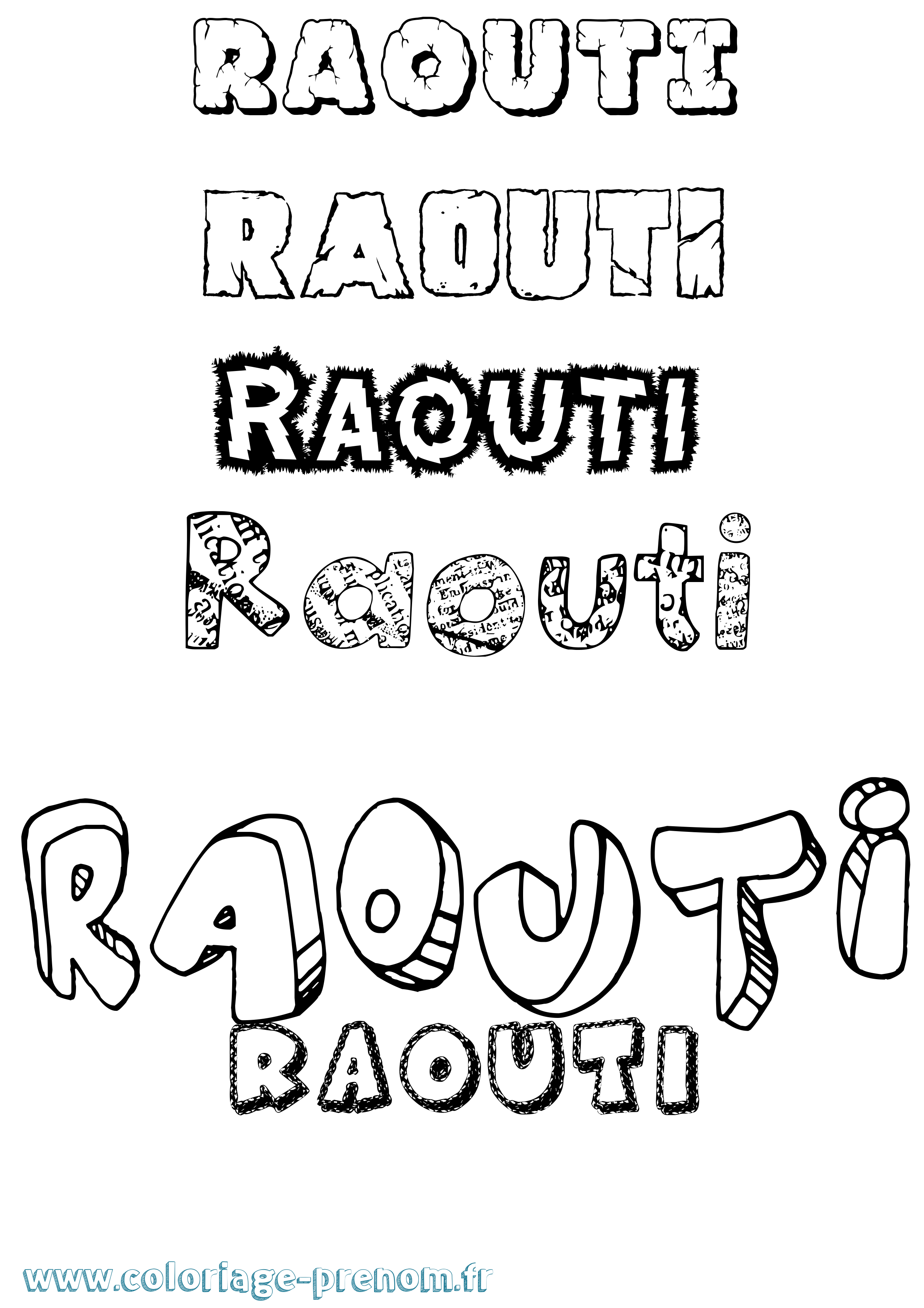 Coloriage Raouti Destructuré Coloriage prénom Raouti Destructuré