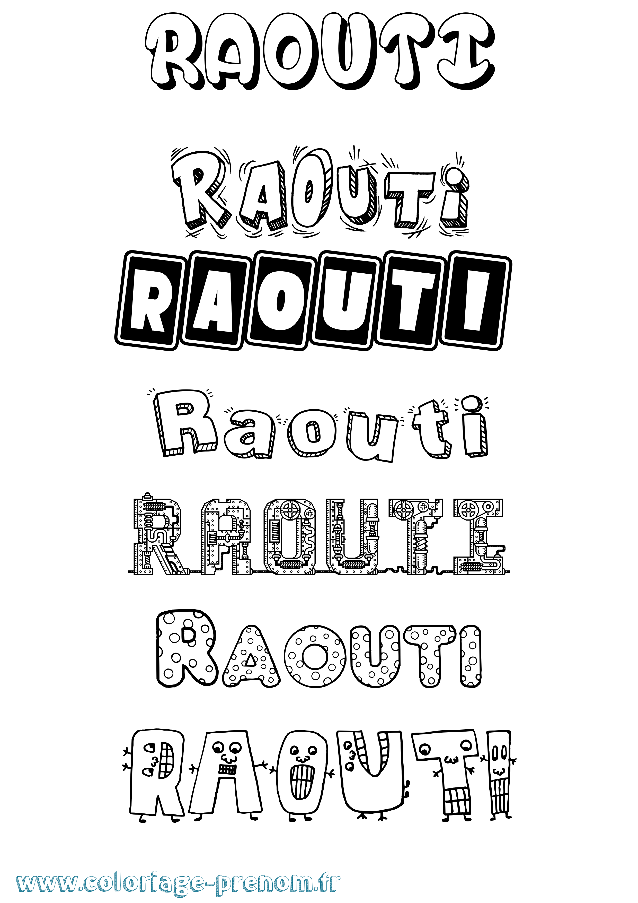 Coloriage Raouti Fun Coloriage prénom Raouti Fun