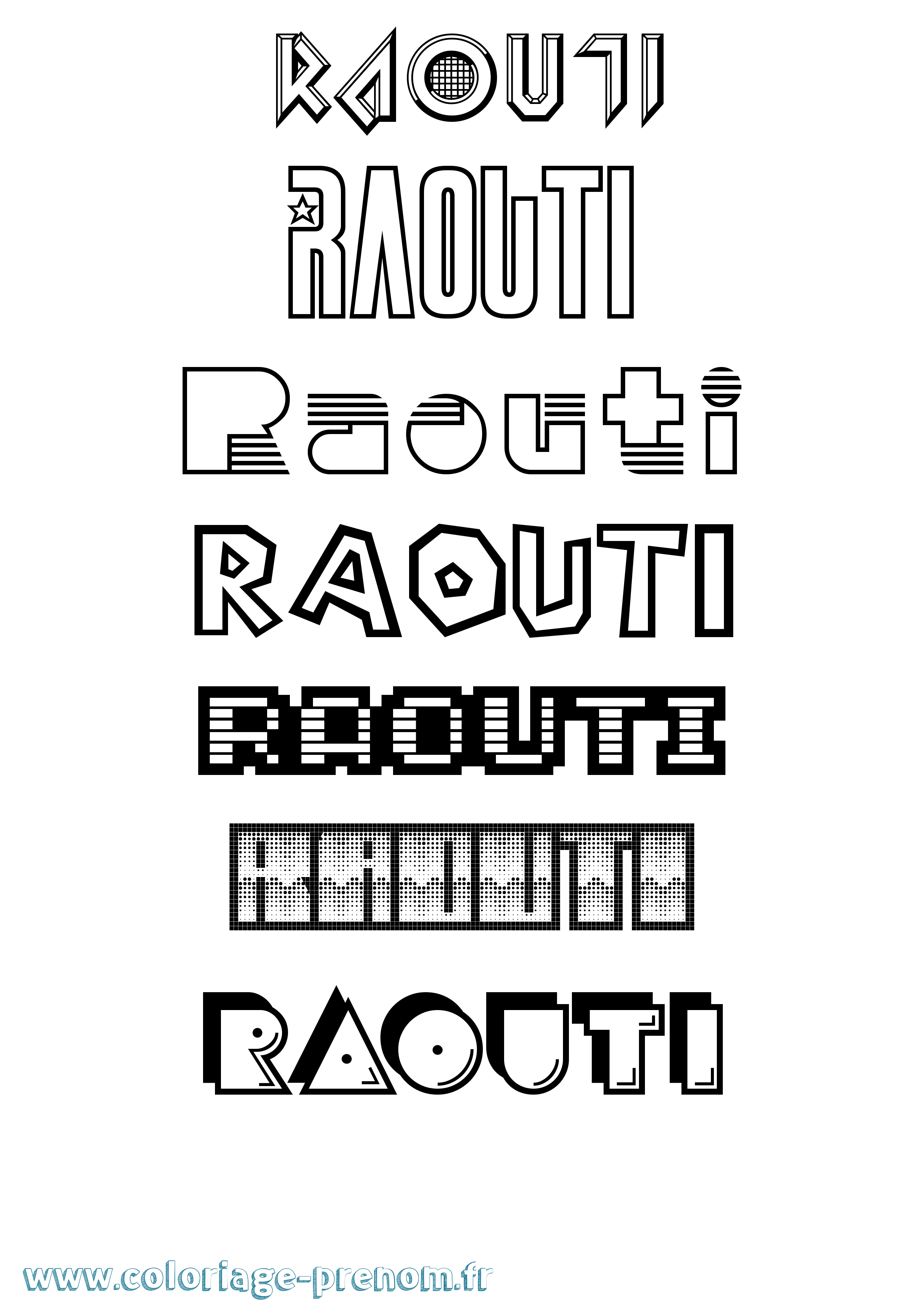 Coloriage Raouti Jeux Vidéos Coloriage prénom Raouti Jeux Vidéos