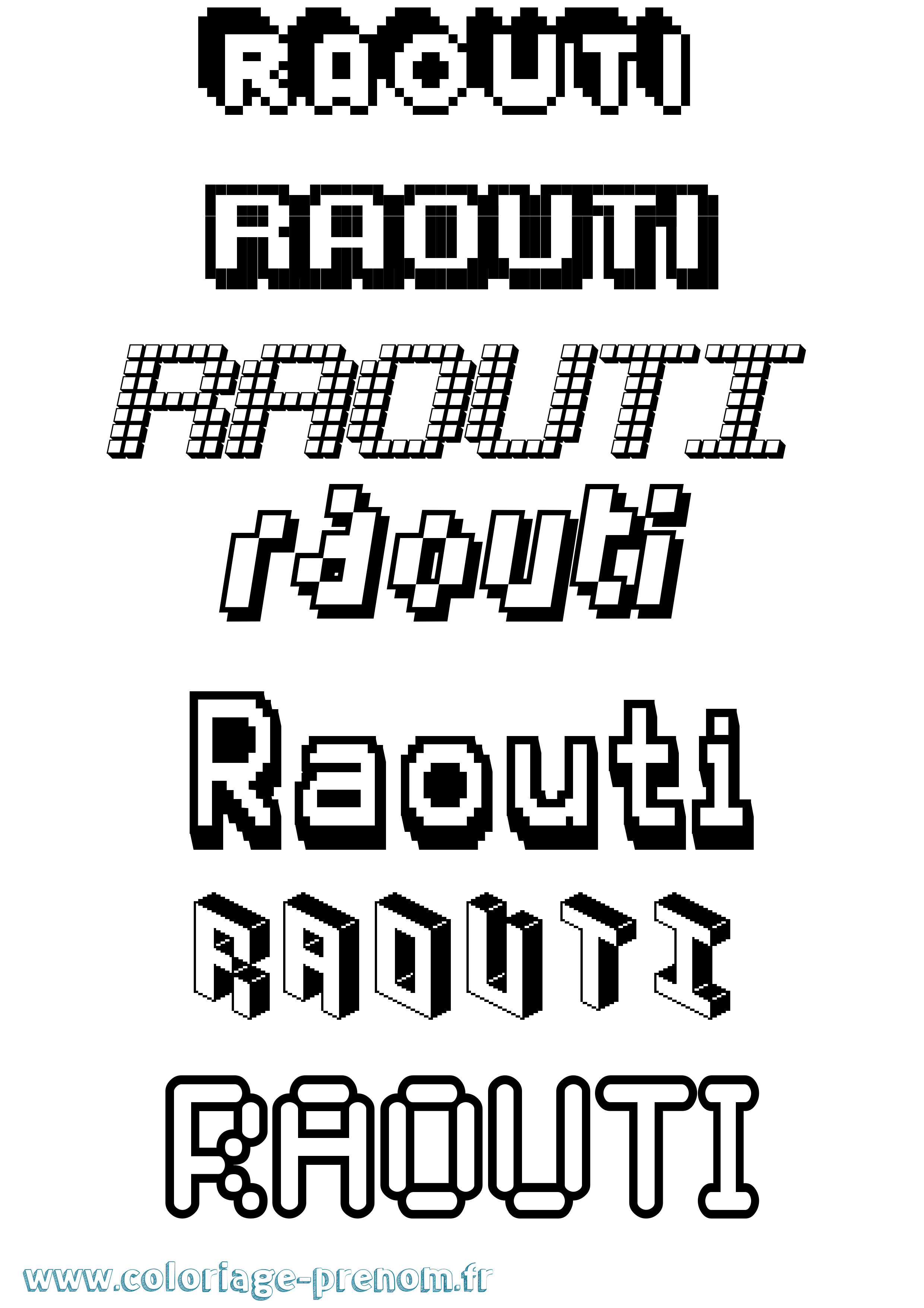 Coloriage Raouti Pixel Coloriage prénom Raouti Pixel