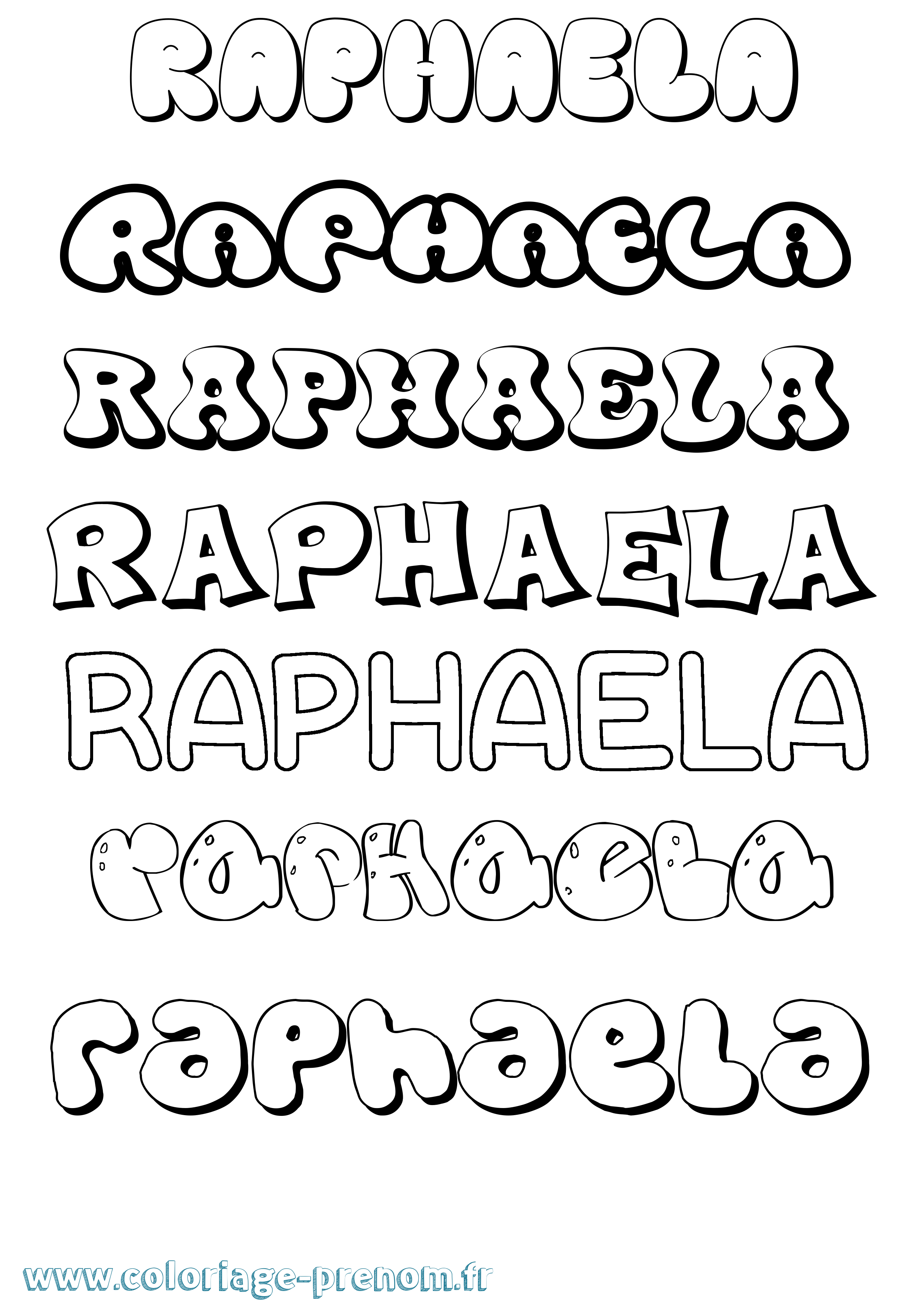 Coloriage Raphaela Bubble Coloriage prénom Raphaela Bubble