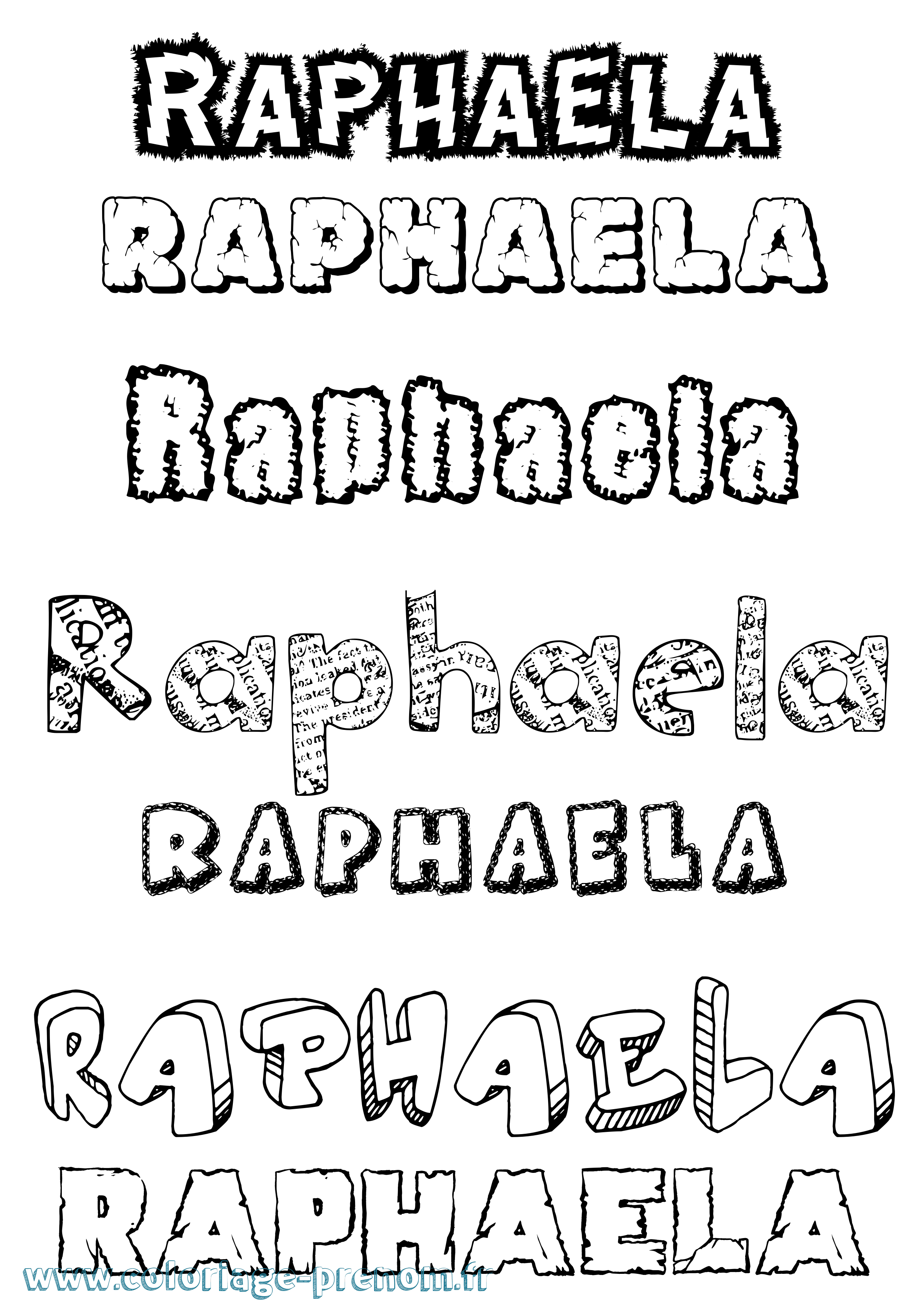 Coloriage Raphaela Destructuré Coloriage prénom Raphaela Destructuré