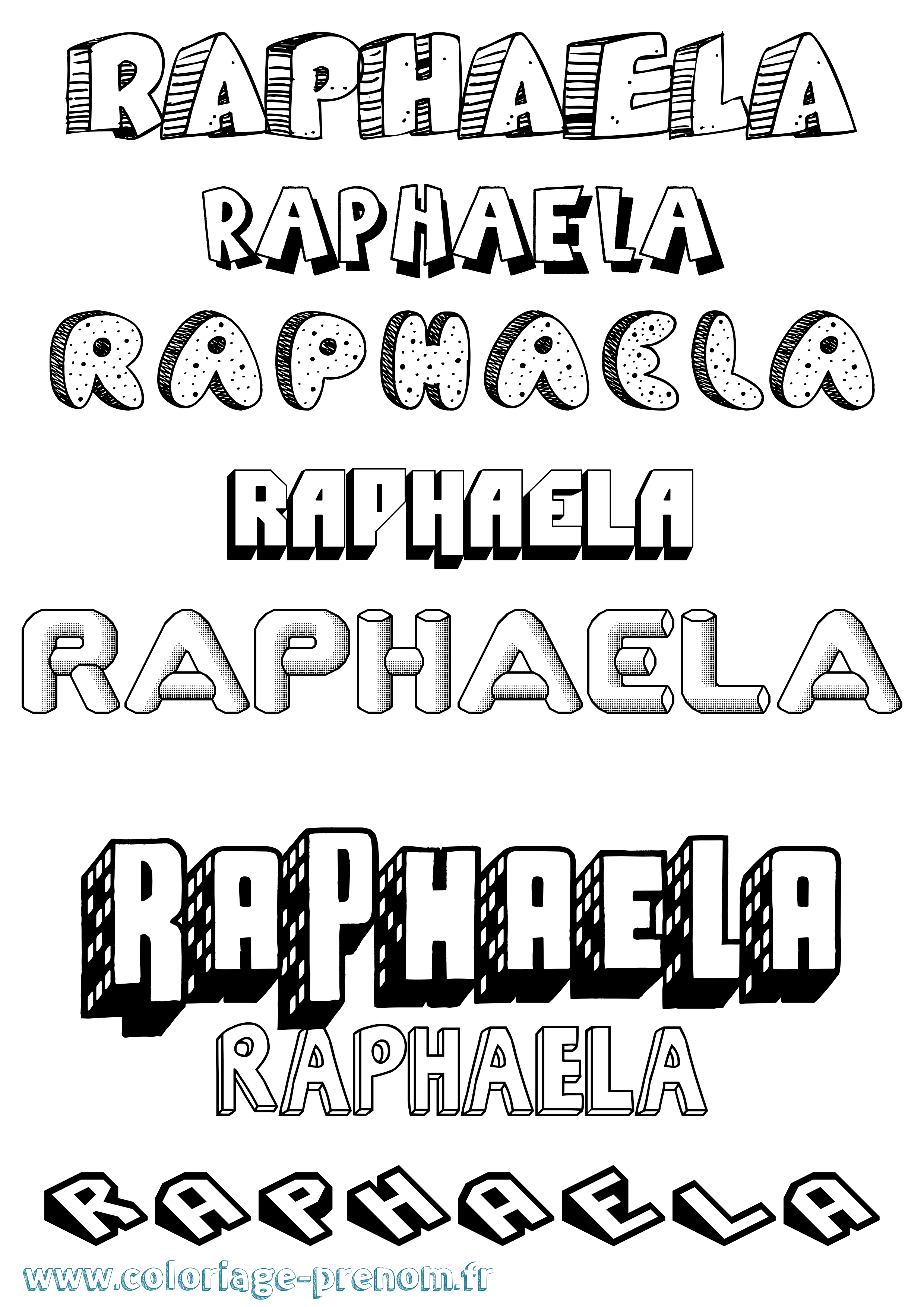 Coloriage Raphaela Effet 3D Coloriage prénom Raphaela Effet 3D