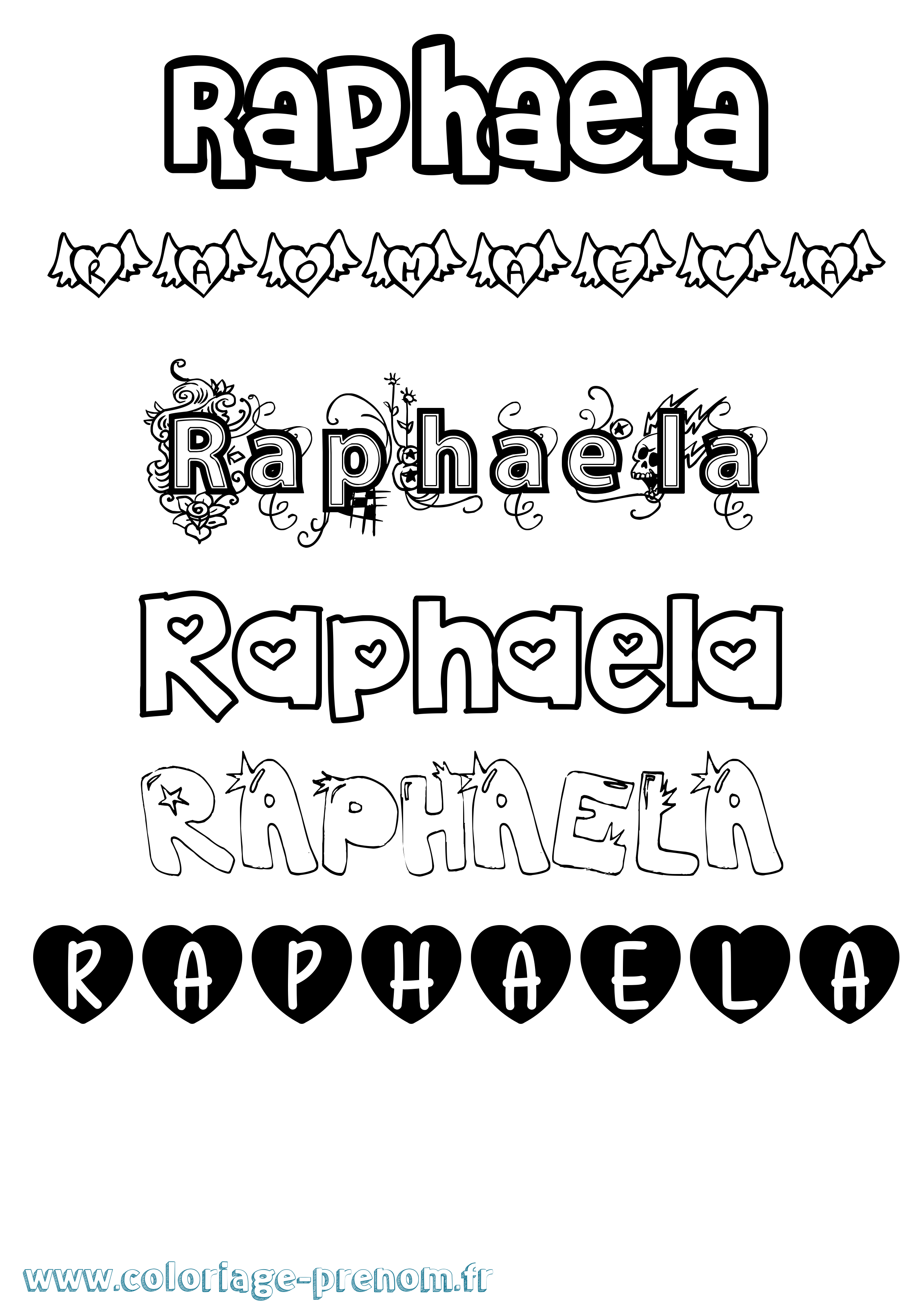 Coloriage Raphaela Girly Coloriage prénom Raphaela Girly