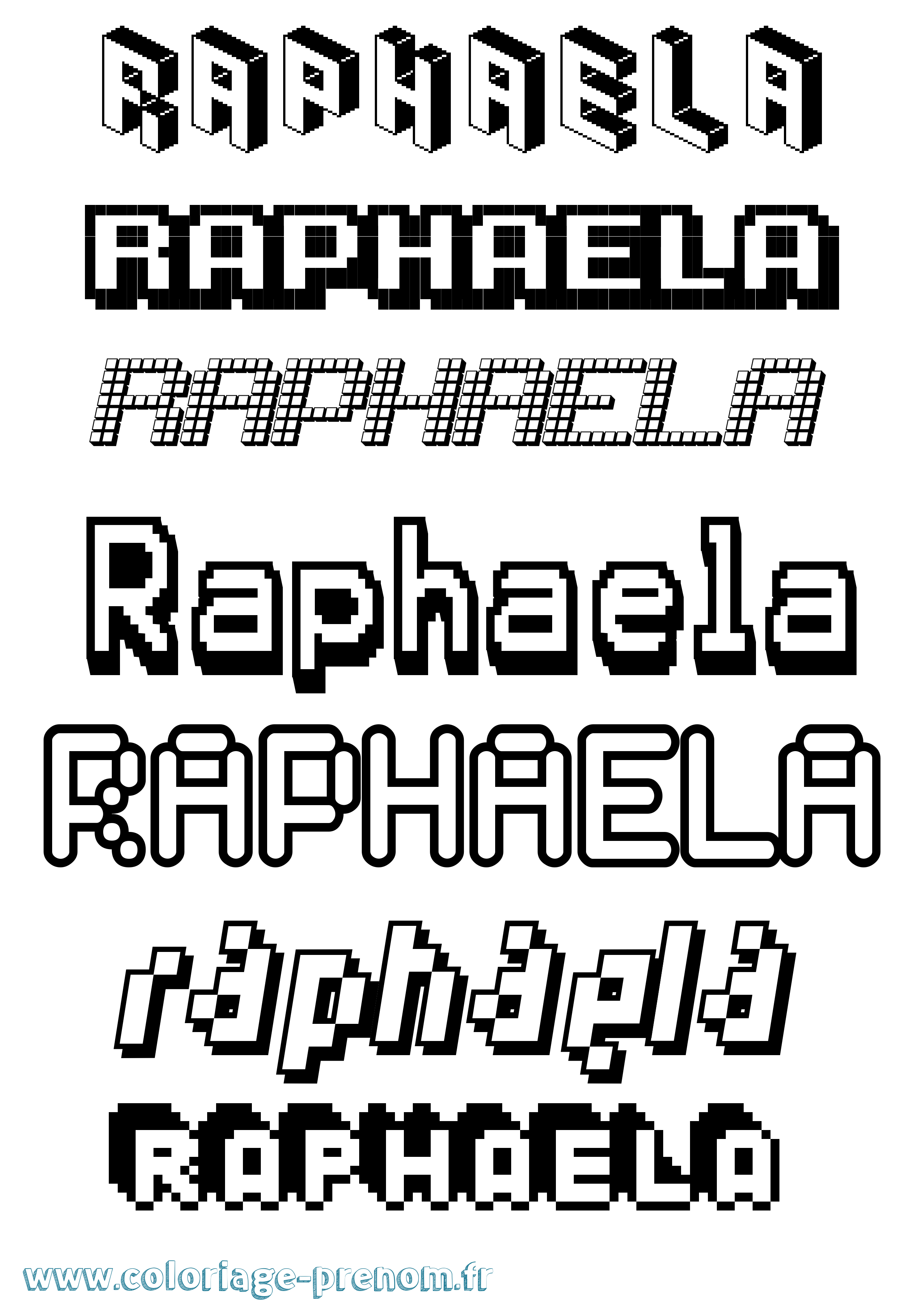 Coloriage Raphaela Pixel Coloriage prénom Raphaela Pixel
