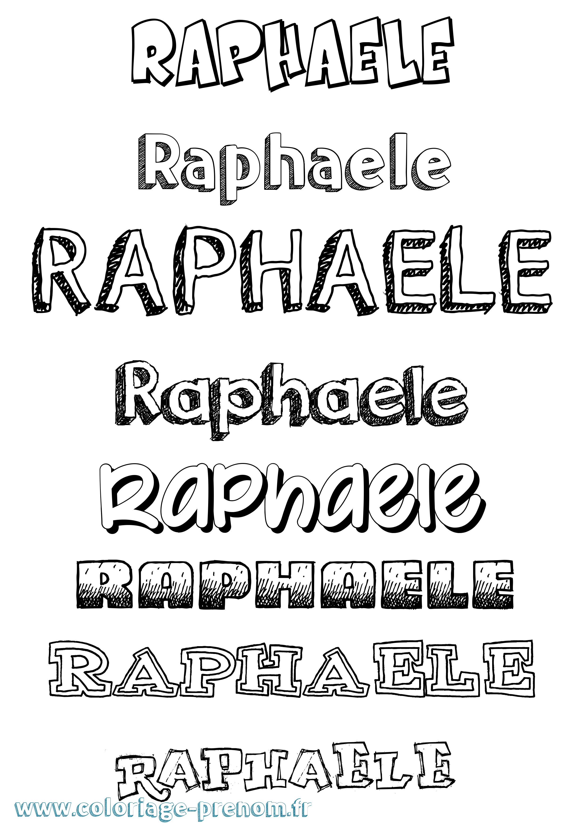 Coloriage Raphaele Dessiné Coloriage prénom Raphaele Dessiné