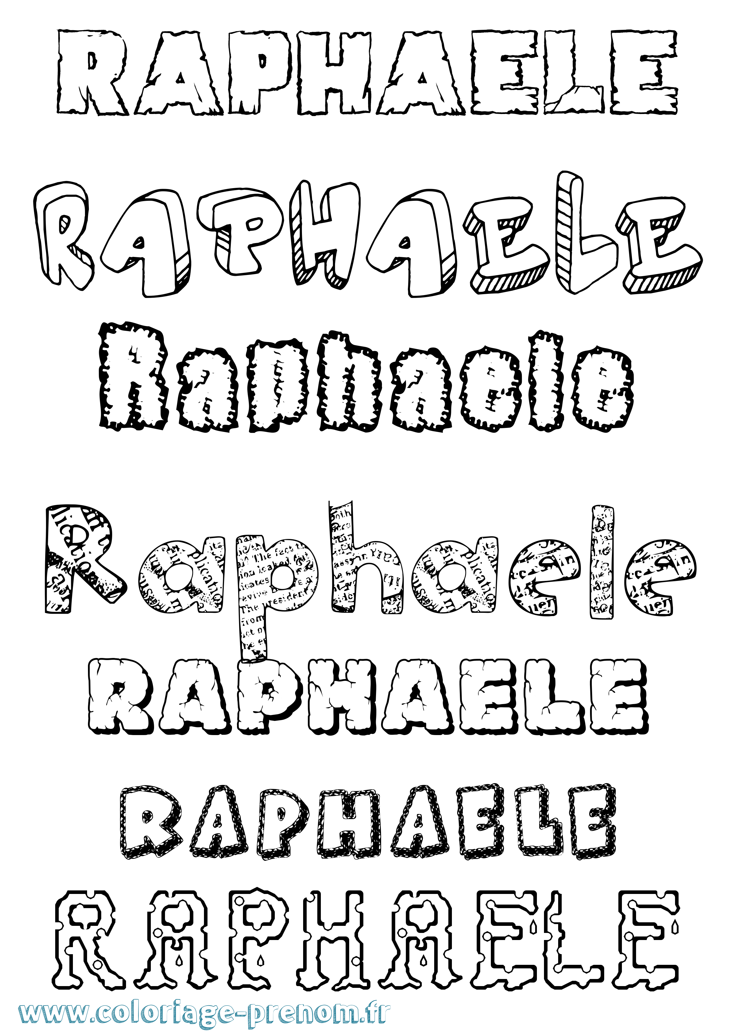 Coloriage Raphaele Destructuré Coloriage prénom Raphaele Destructuré