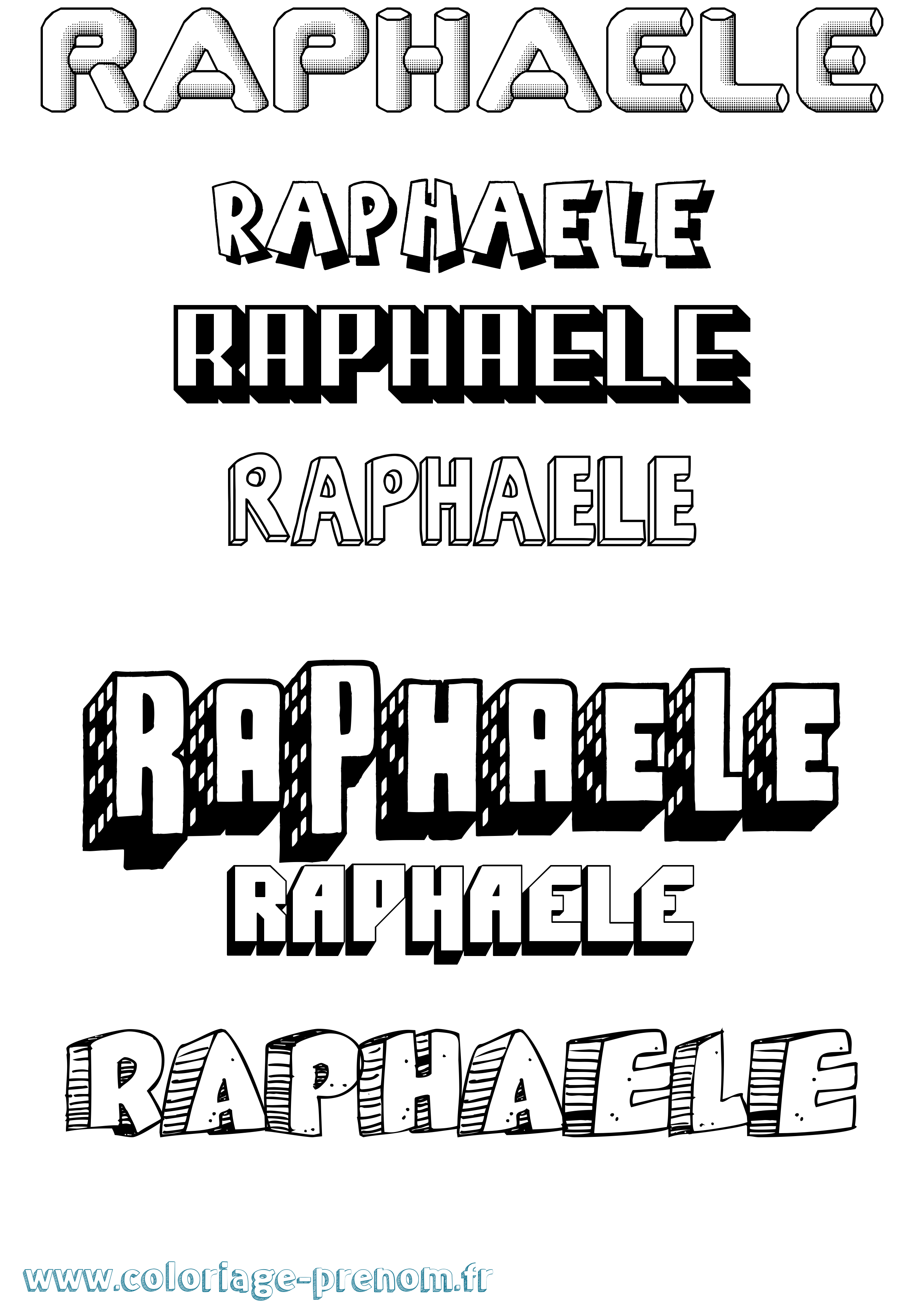 Coloriage Raphaele Effet 3D Coloriage prénom Raphaele Effet 3D