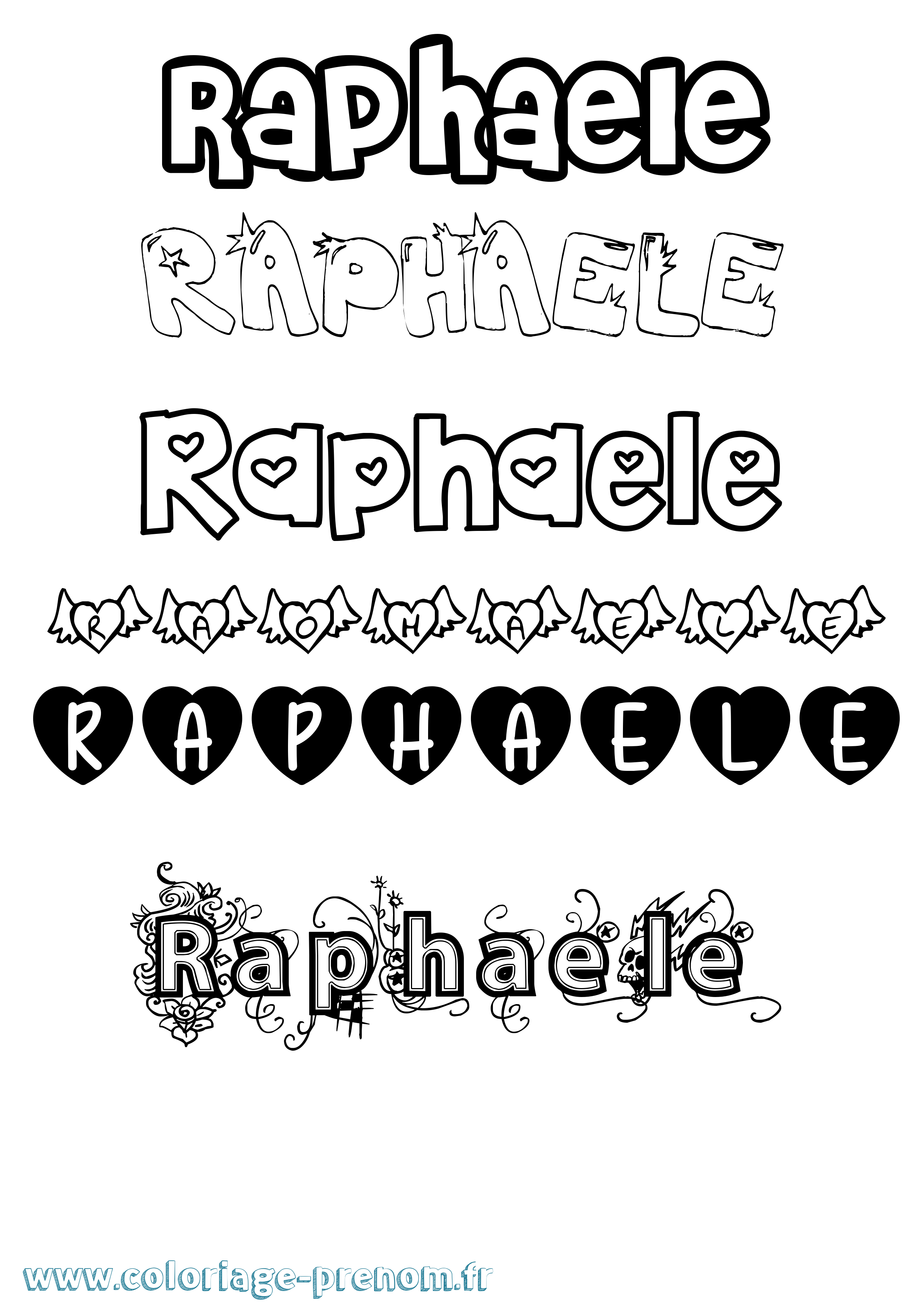 Coloriage Raphaele Girly Coloriage prénom Raphaele Girly