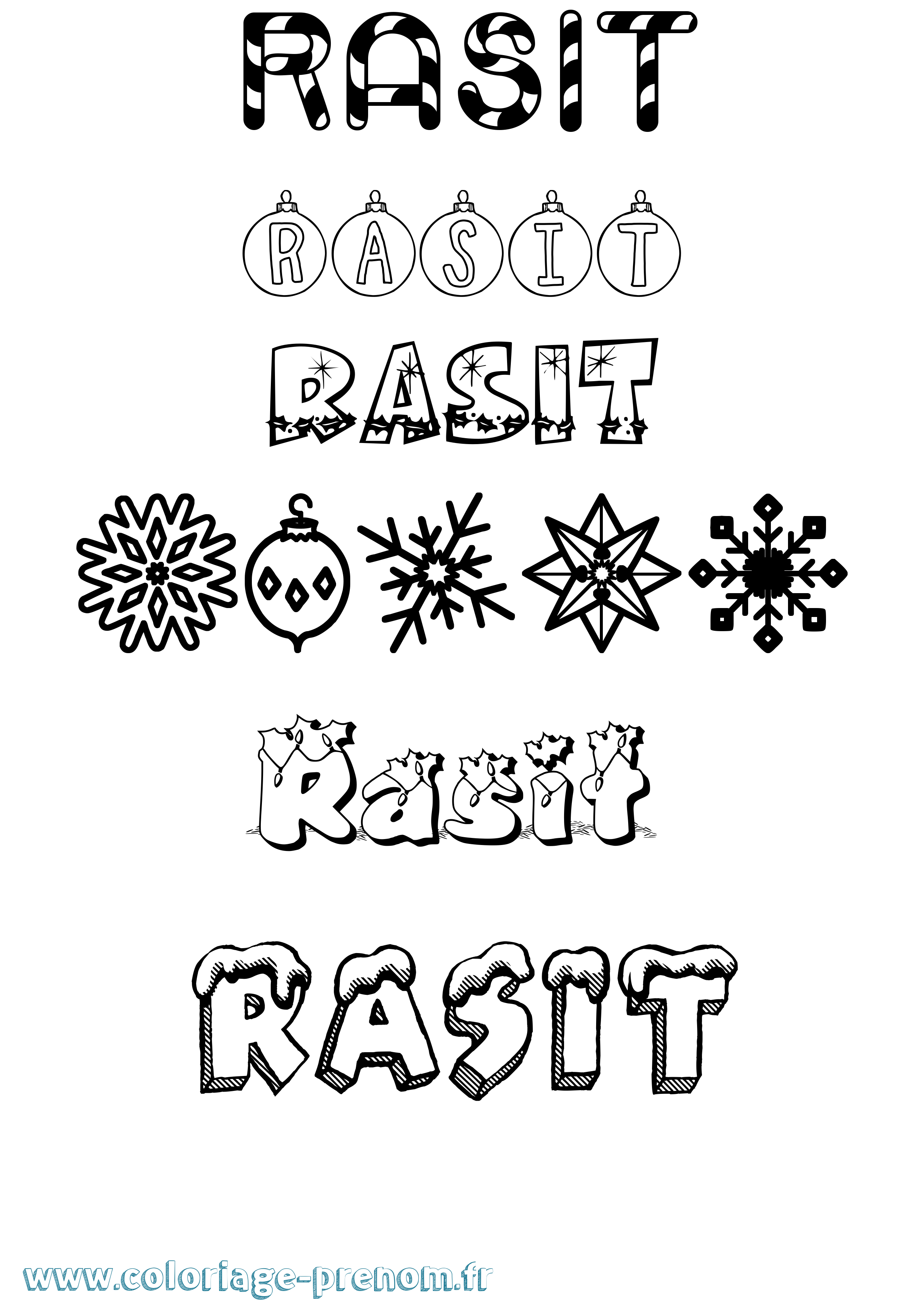 Coloriage Rasit Noël Coloriage prénom Rasit Noël