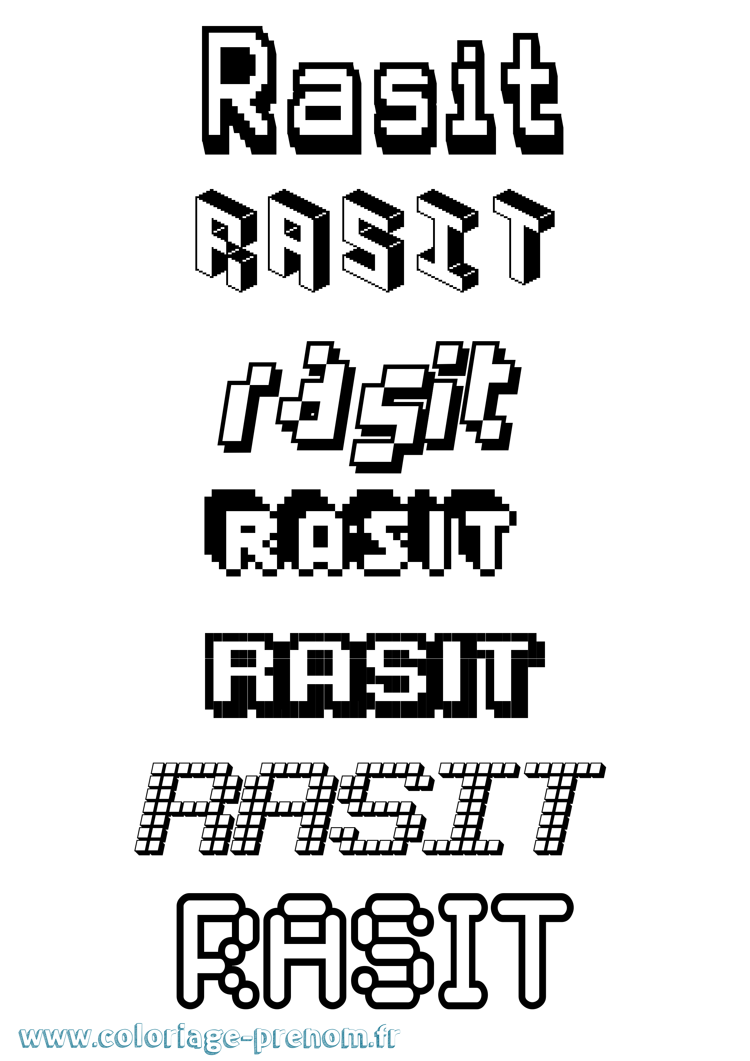 Coloriage Rasit Pixel Coloriage prénom Rasit Pixel