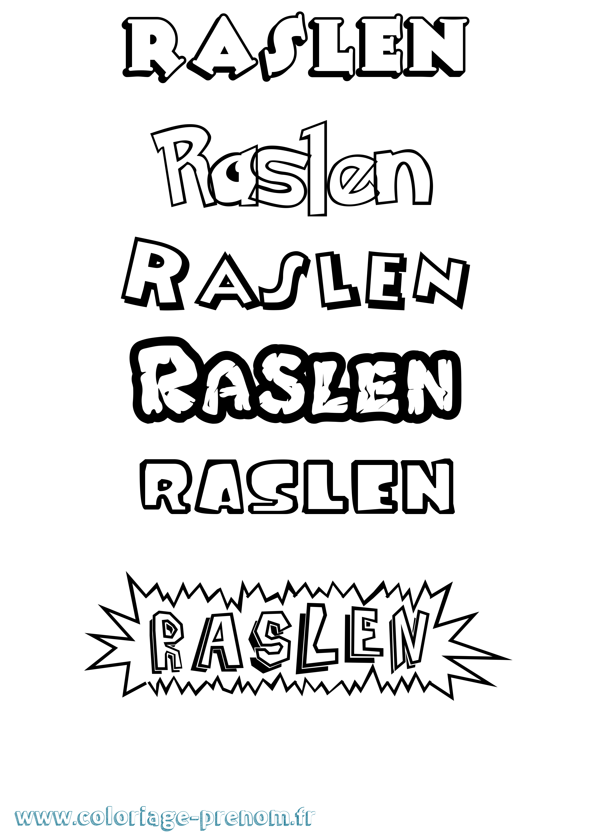 Coloriage Raslen Dessin Animé Coloriage prénom Raslen Dessin Animé