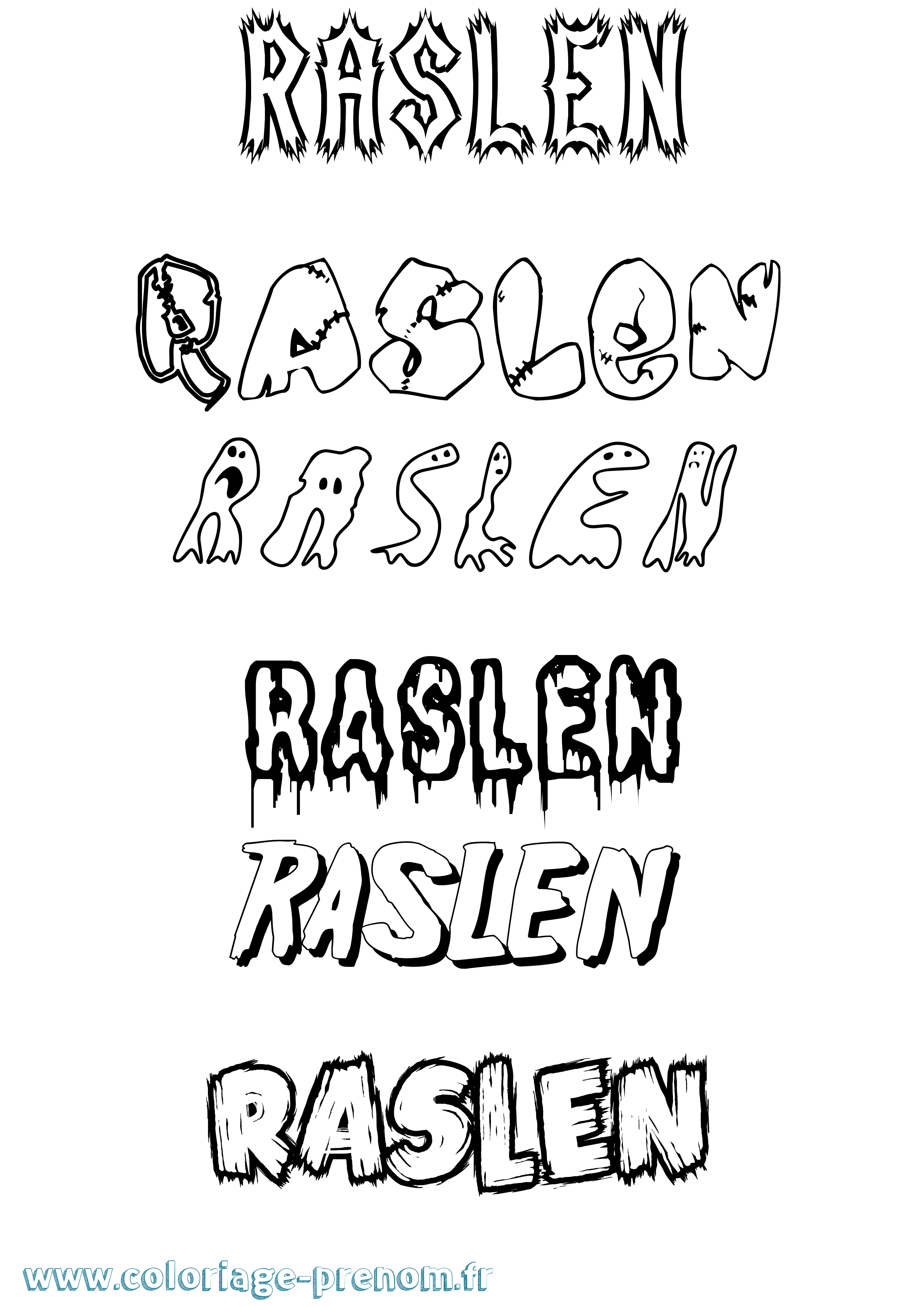 Coloriage Raslen Frisson Coloriage prénom Raslen Frisson