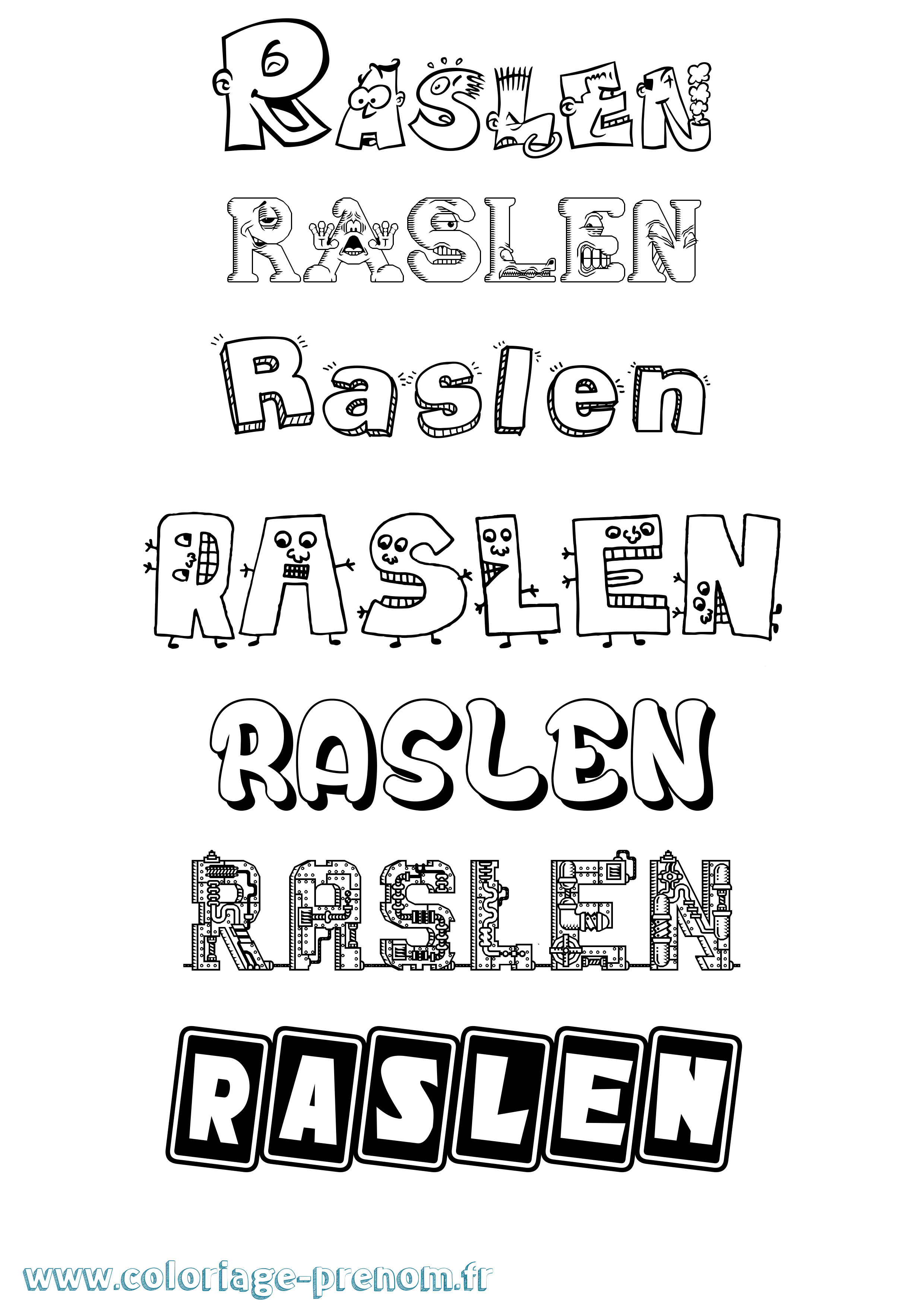 Coloriage Raslen Fun Coloriage prénom Raslen Fun