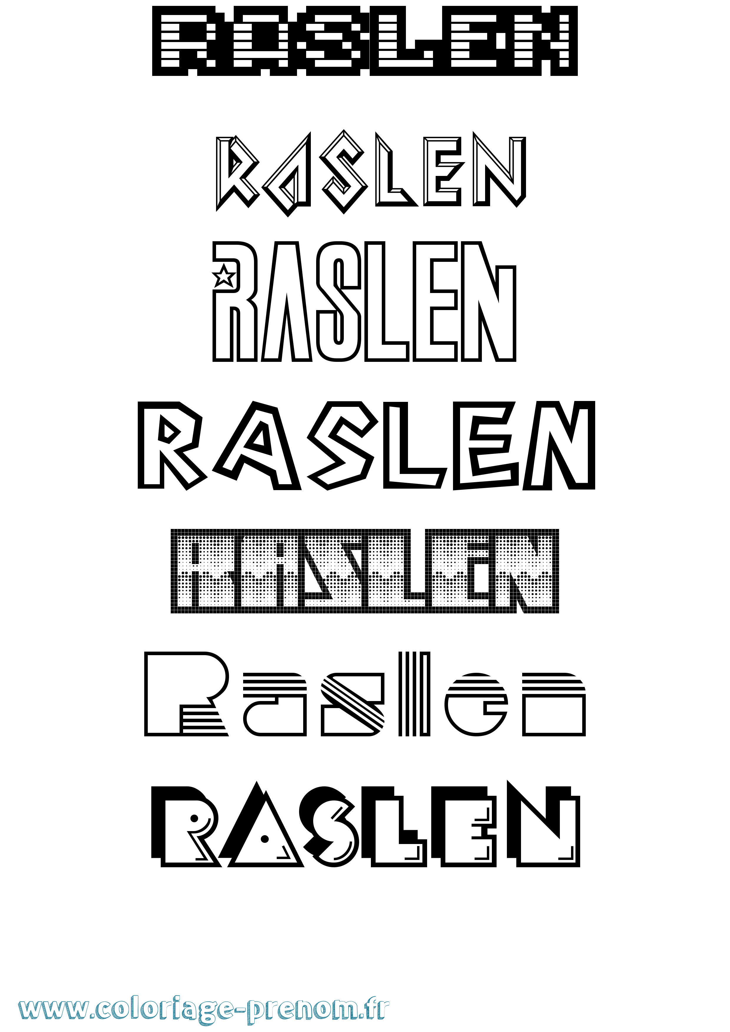 Coloriage Raslen Jeux Vidéos Coloriage prénom Raslen Jeux Vidéos