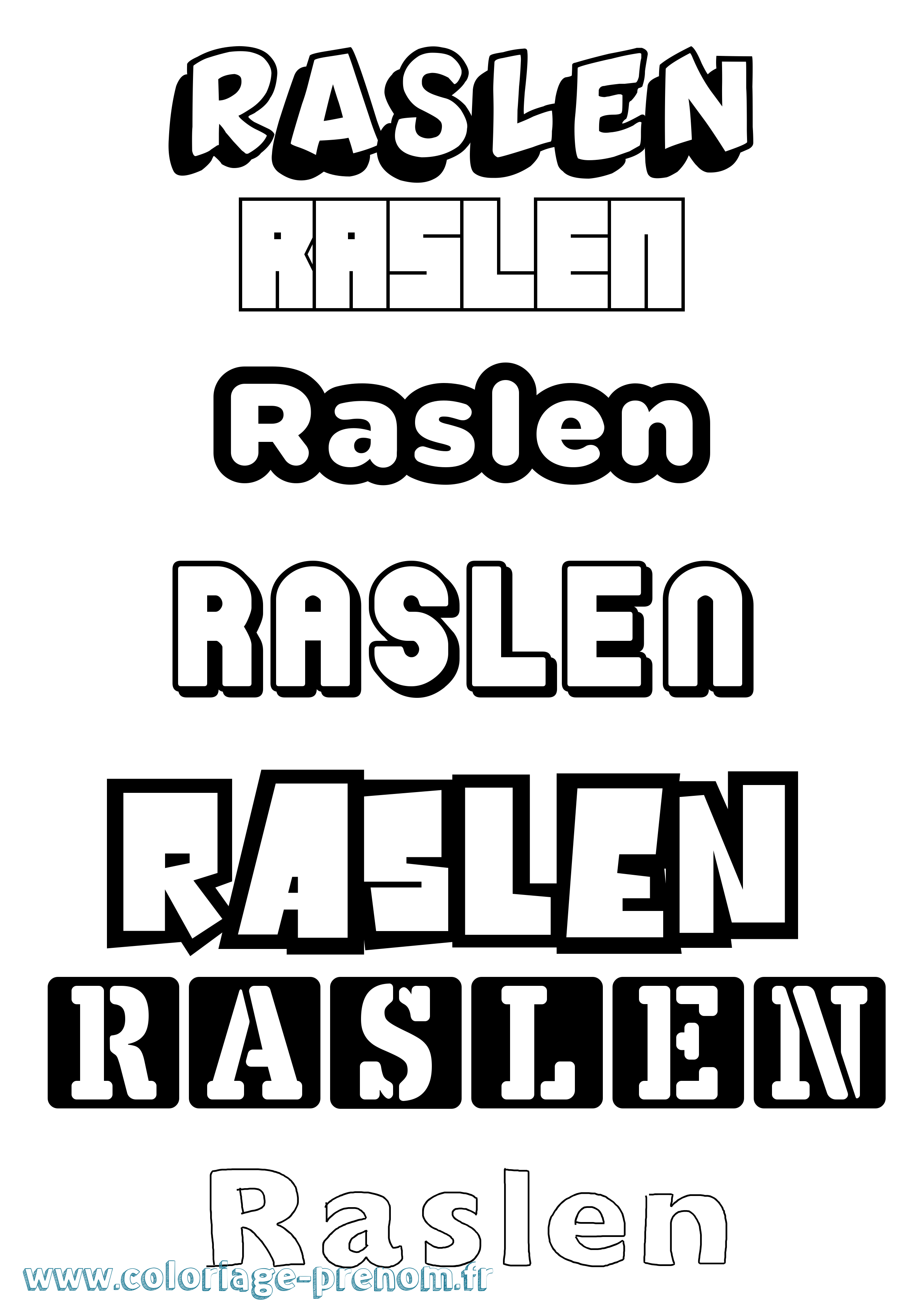 Coloriage Raslen Simple Coloriage prénom Raslen Simple