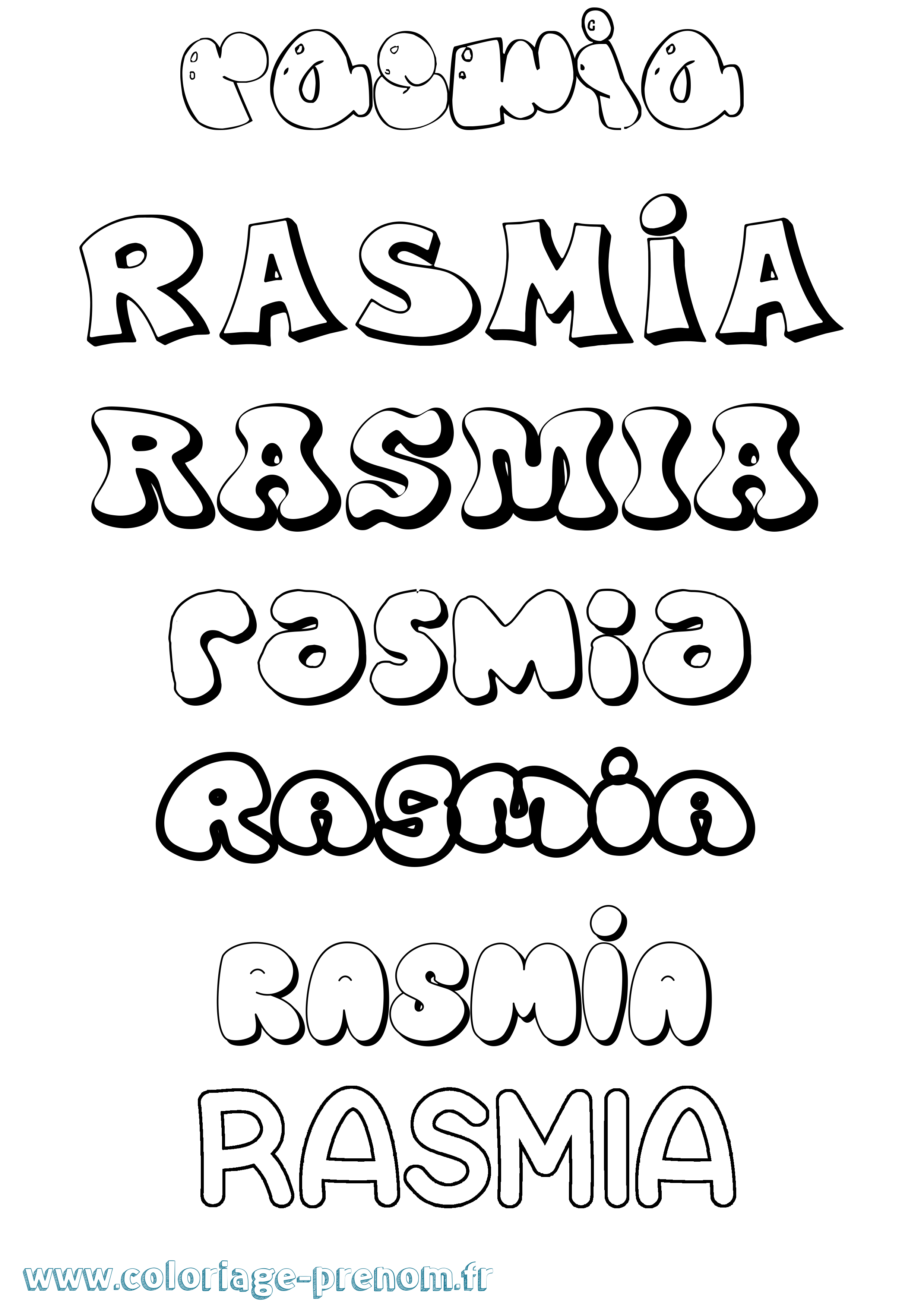 Coloriage Rasmia Bubble Coloriage prénom Rasmia Bubble