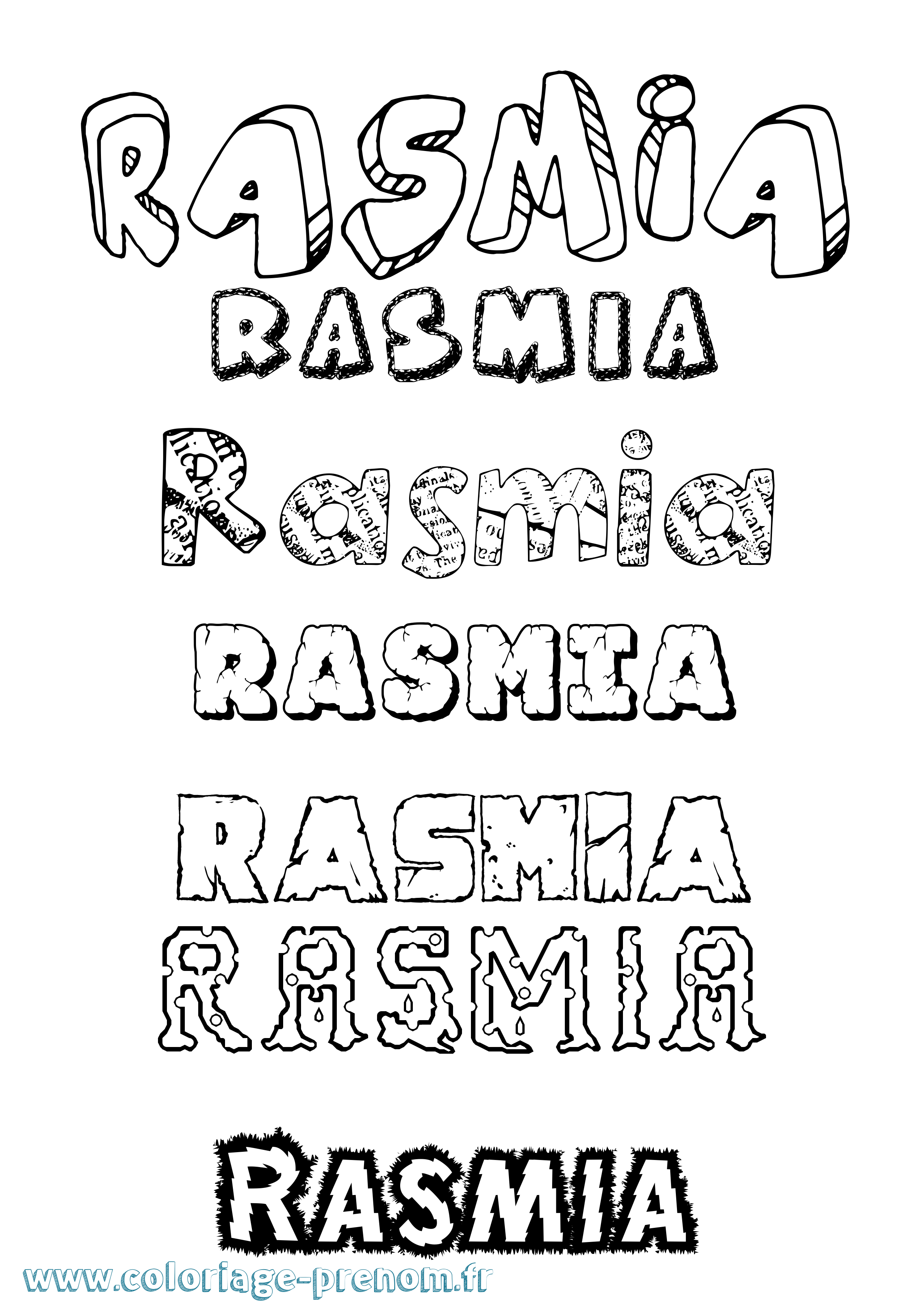 Coloriage Rasmia Destructuré Coloriage prénom Rasmia Destructuré