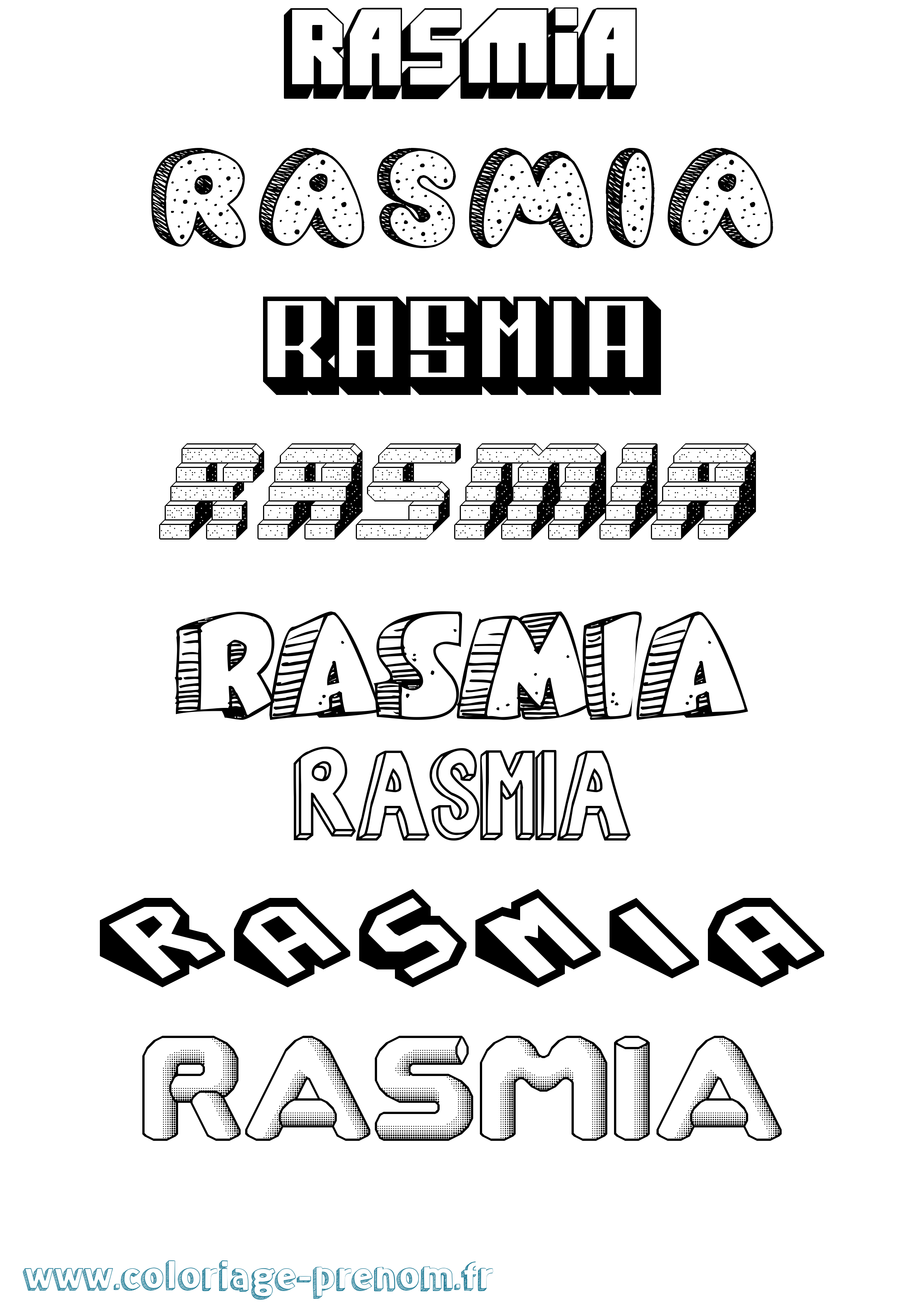 Coloriage Rasmia Effet 3D Coloriage prénom Rasmia Effet 3D
