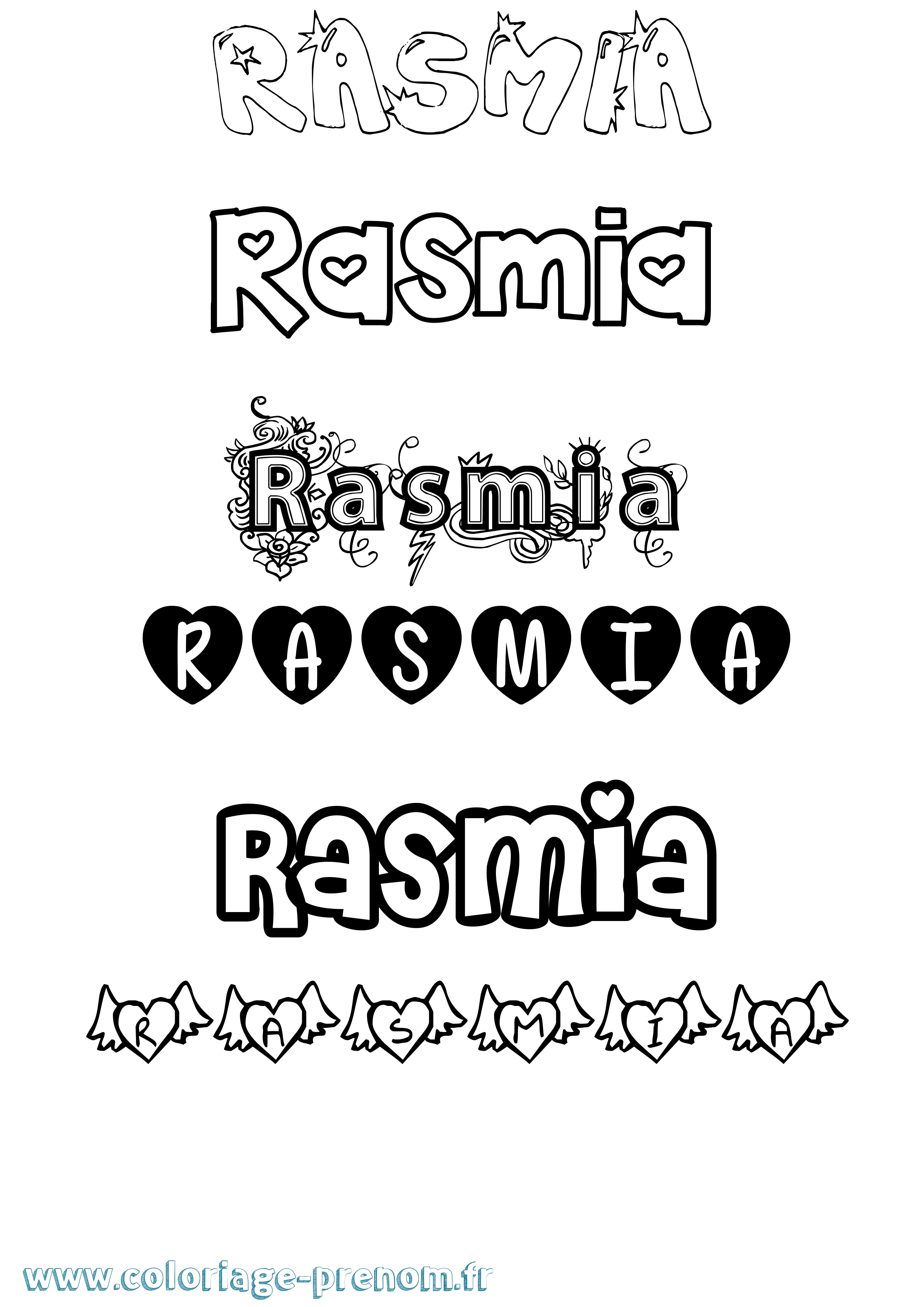 Coloriage Rasmia Girly Coloriage prénom Rasmia Girly