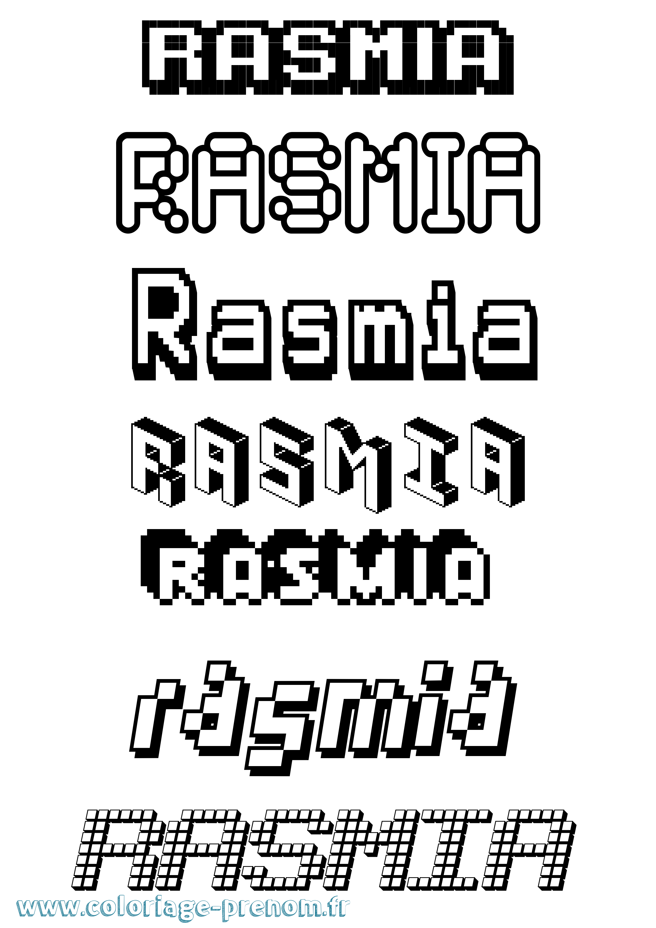 Coloriage Rasmia Pixel Coloriage prénom Rasmia Pixel