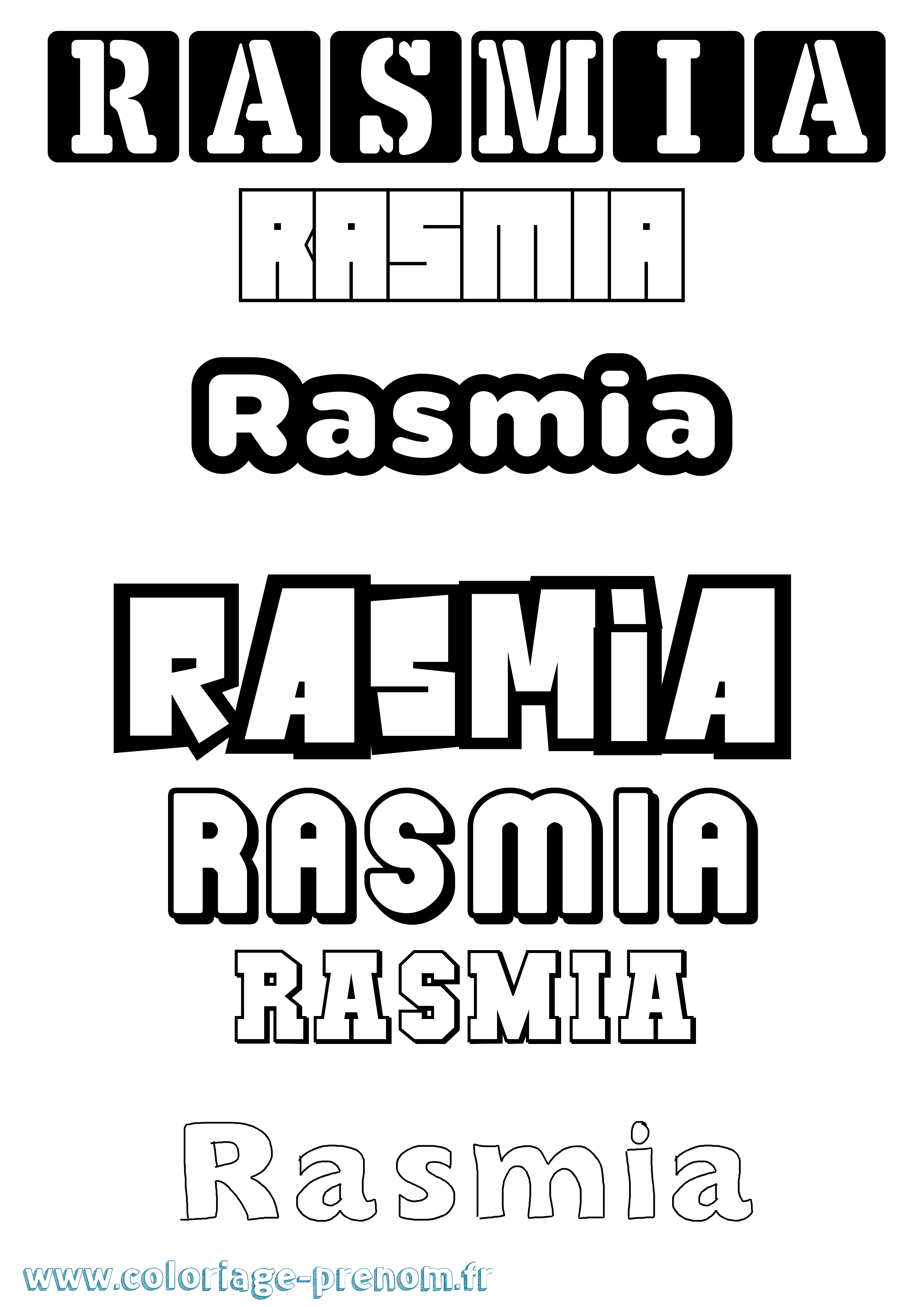 Coloriage Rasmia Simple Coloriage prénom Rasmia Simple