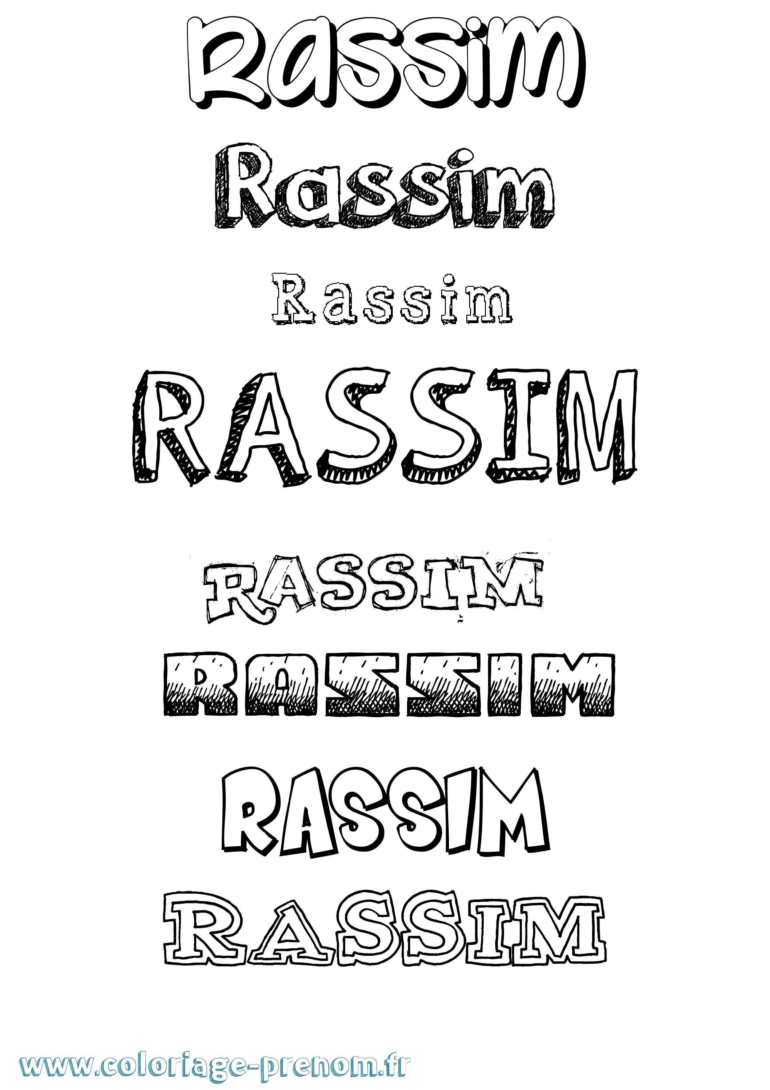 Coloriage Rassim Dessiné Coloriage prénom Rassim Dessiné