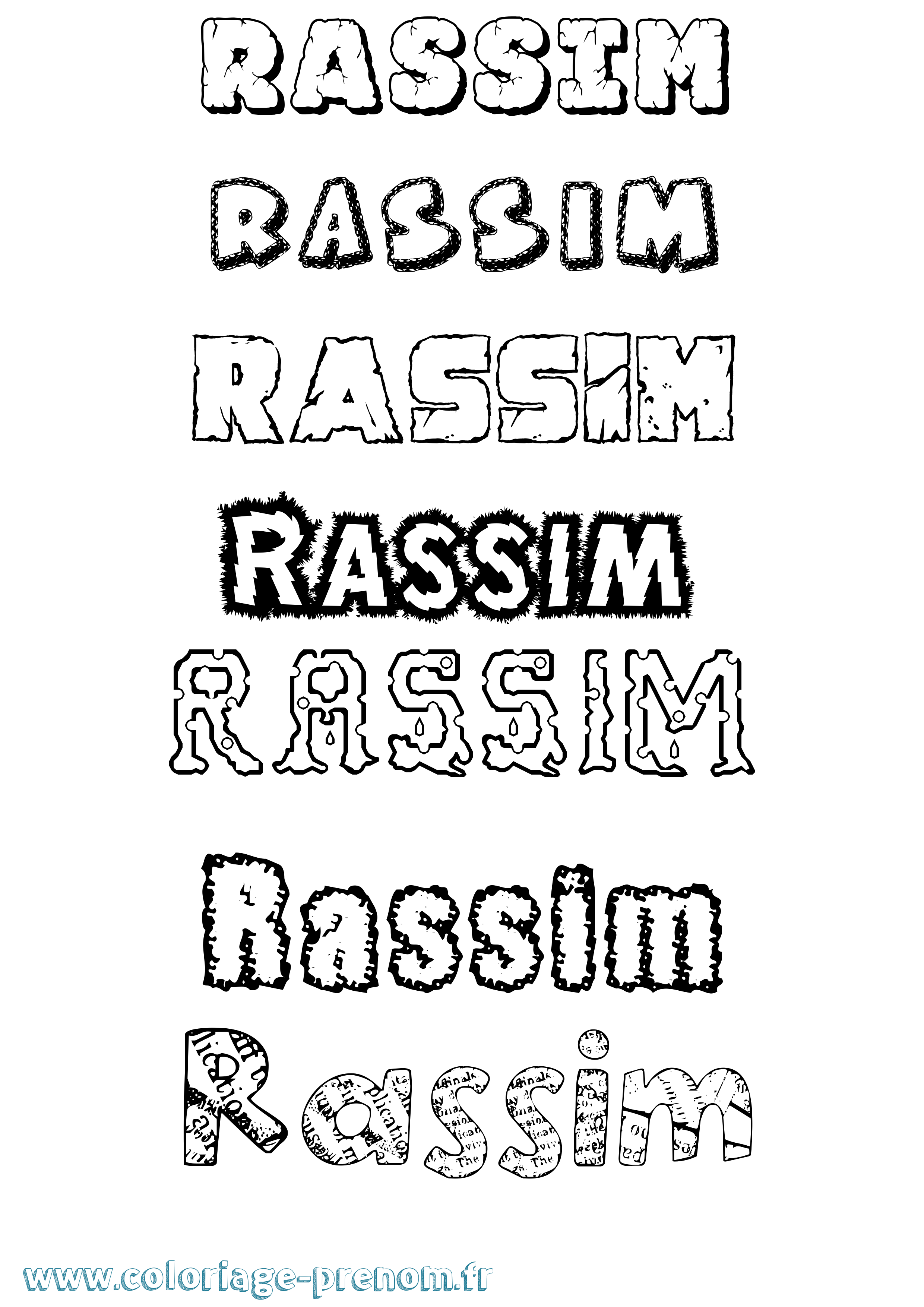 Coloriage Rassim Destructuré Coloriage prénom Rassim Destructuré