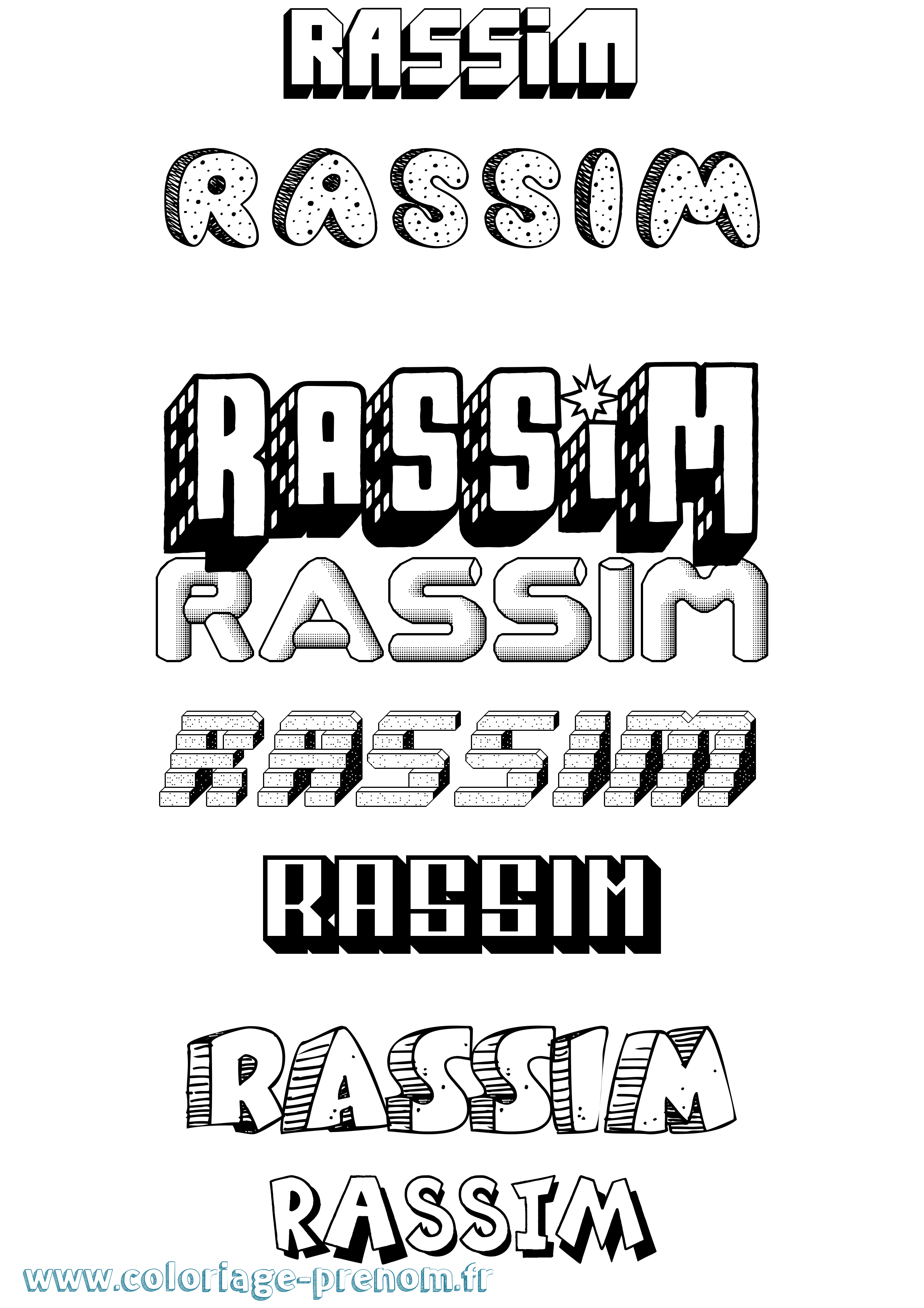 Coloriage Rassim Effet 3D Coloriage prénom Rassim Effet 3D