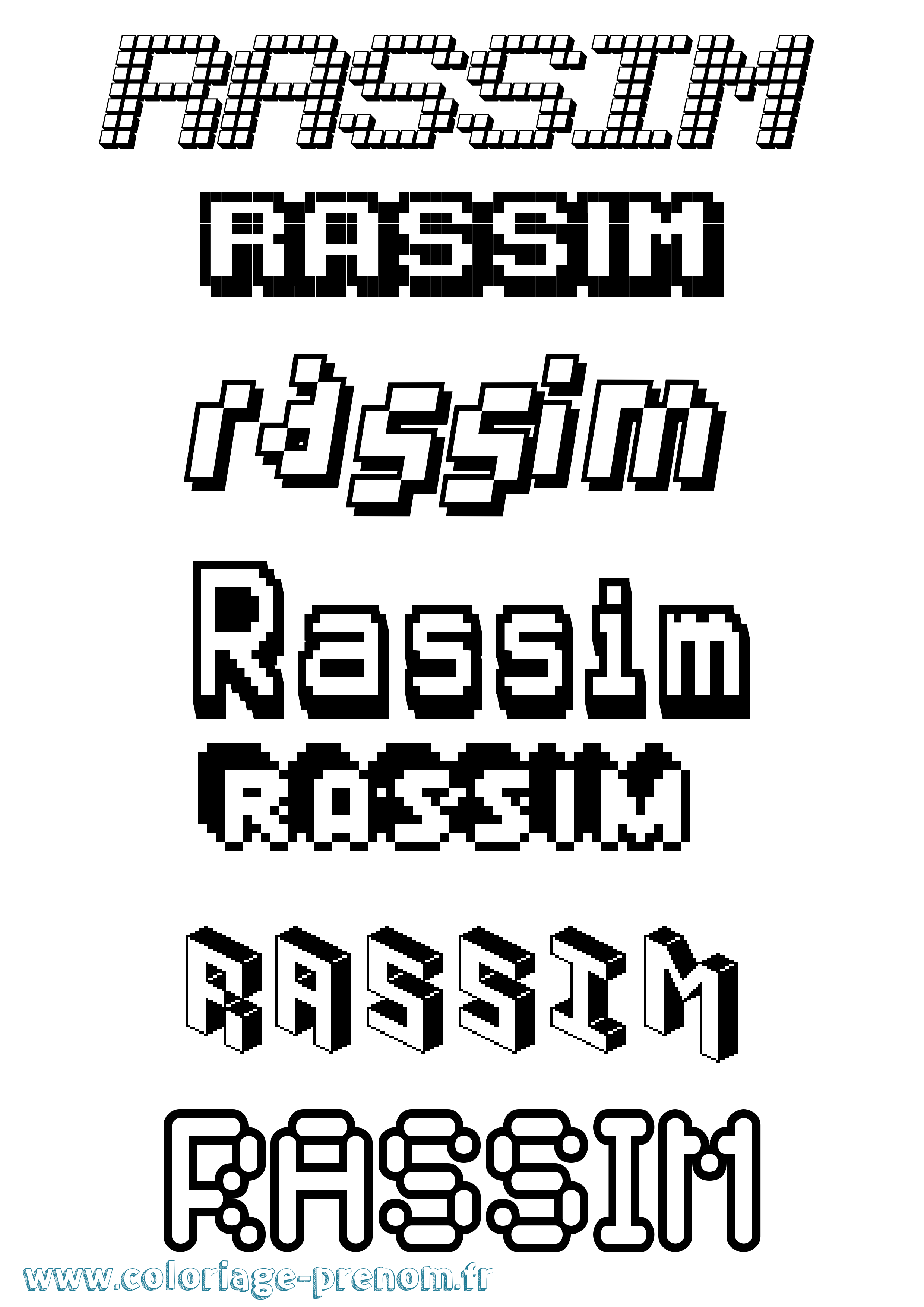 Coloriage Rassim Pixel Coloriage prénom Rassim Pixel