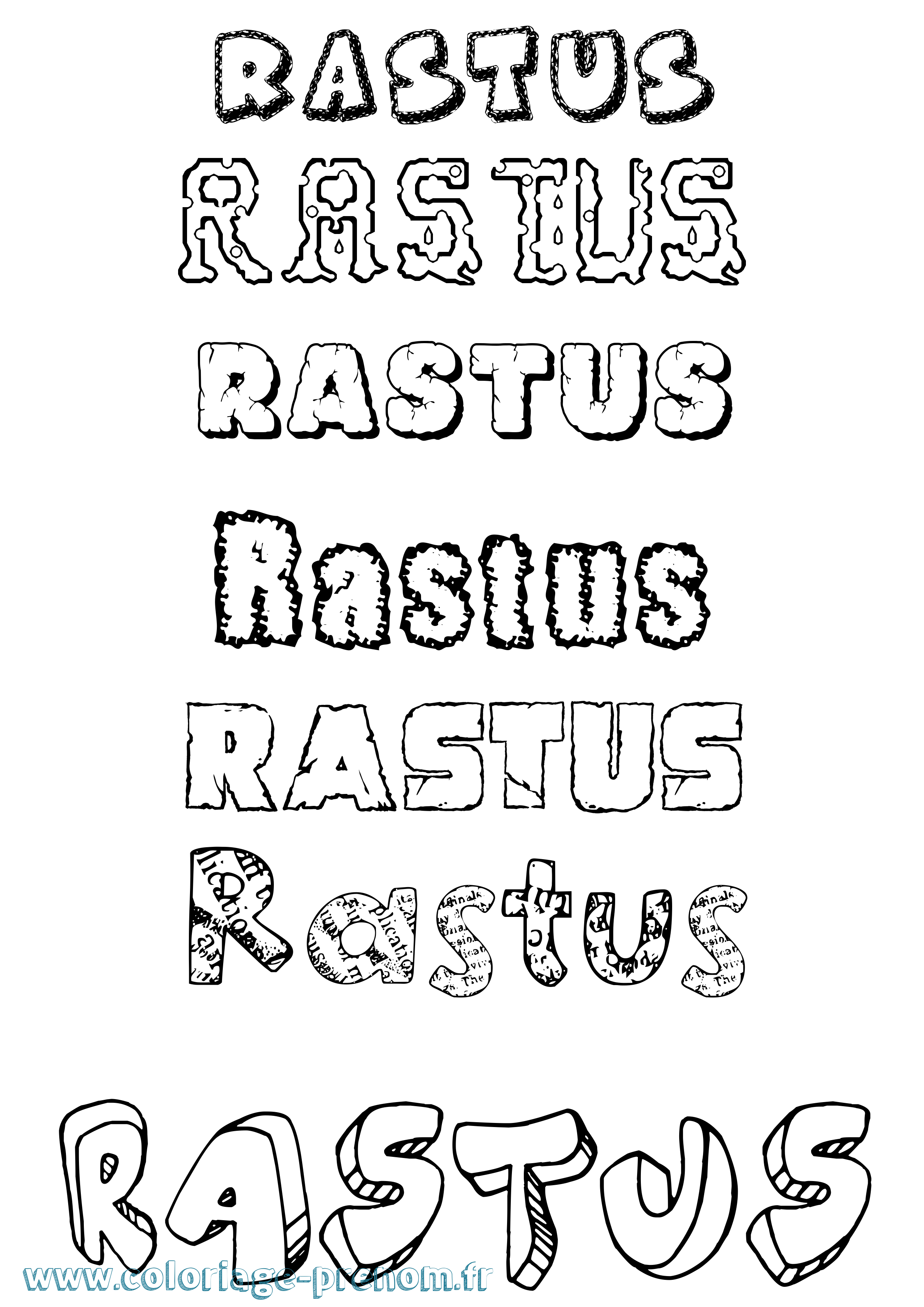 Coloriage Rastus Destructuré Coloriage prénom Rastus Destructuré