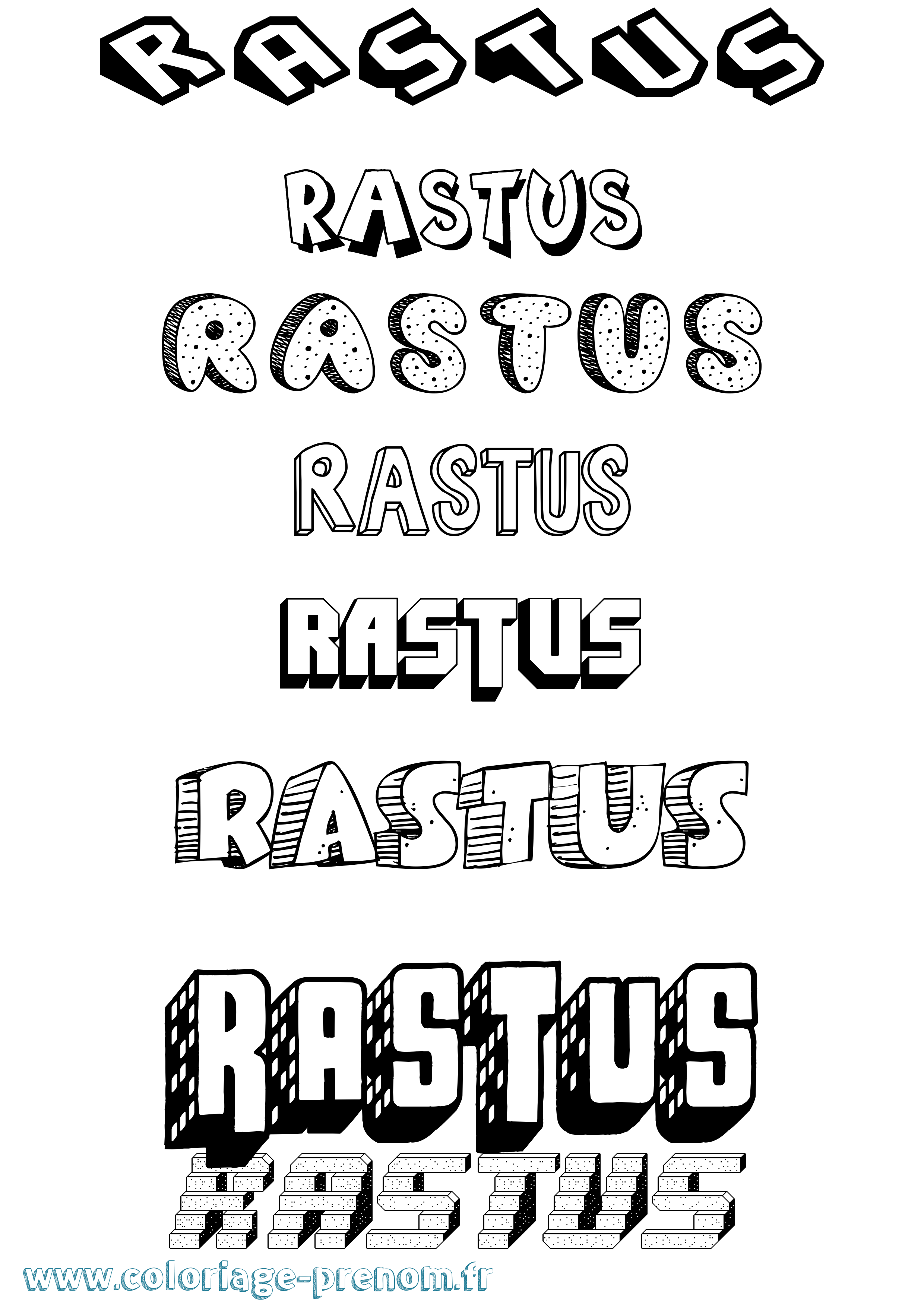 Coloriage Rastus Effet 3D Coloriage prénom Rastus Effet 3D