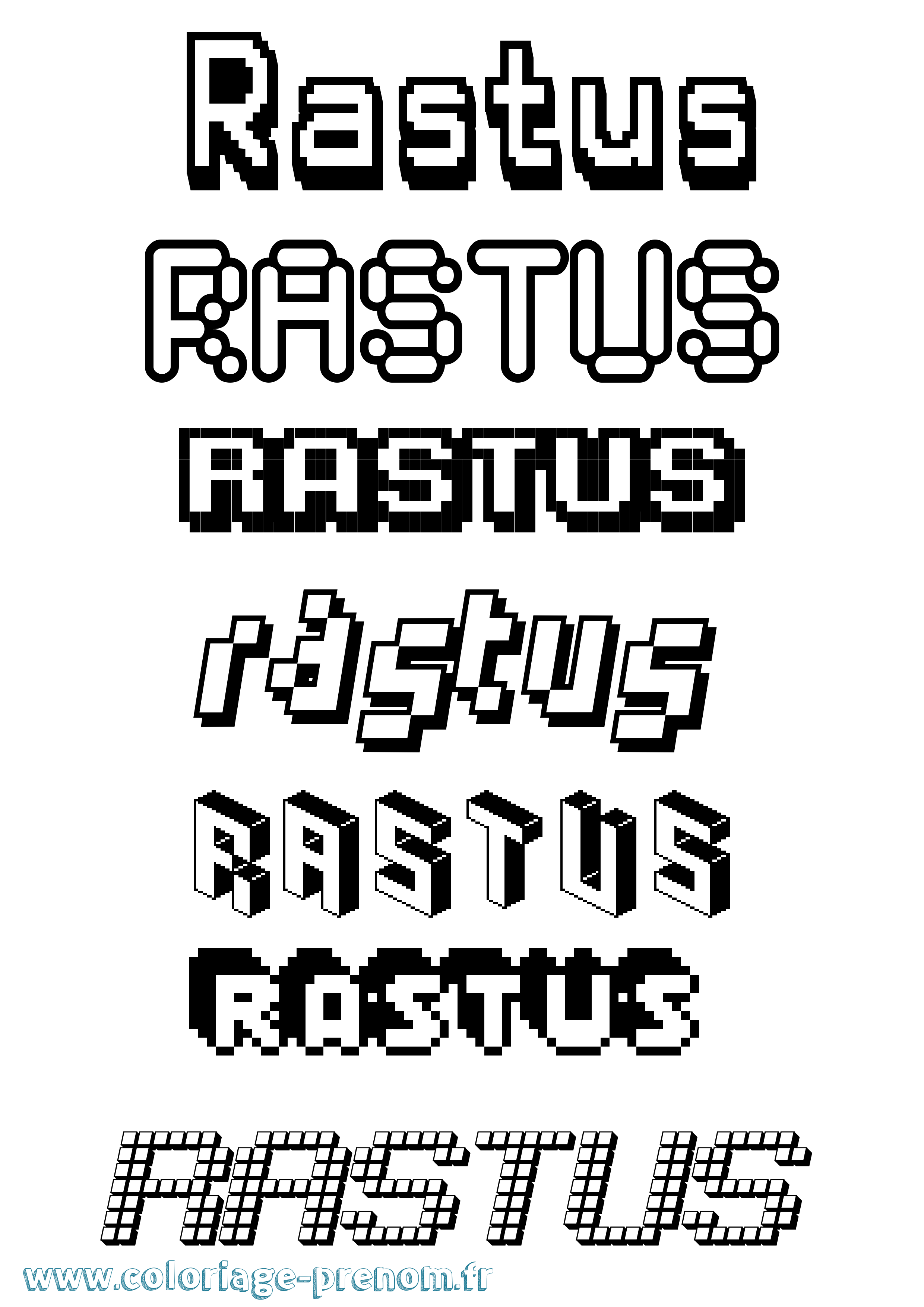 Coloriage Rastus Pixel Coloriage prénom Rastus Pixel