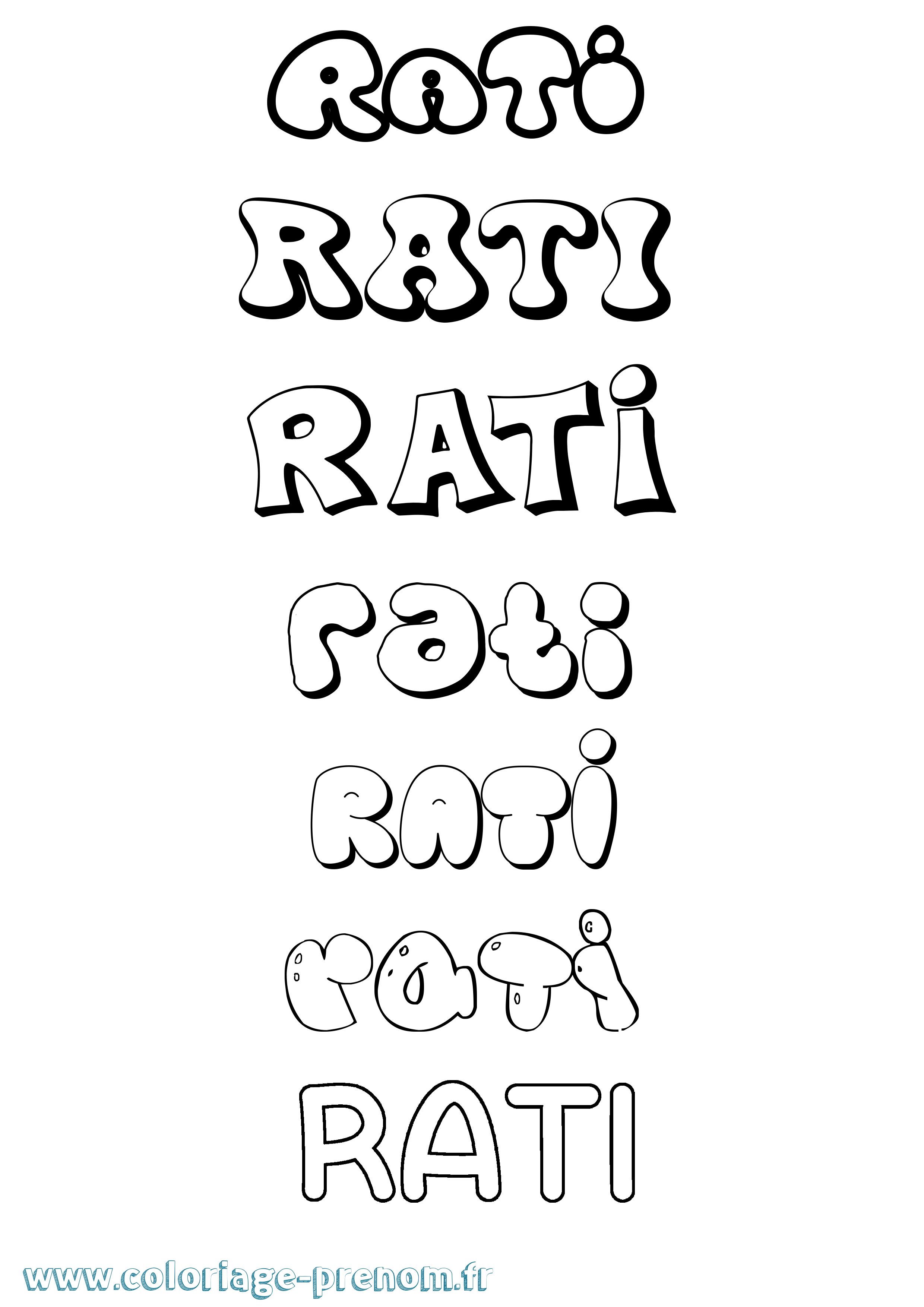 Coloriage Rati Bubble Coloriage prénom Rati Bubble