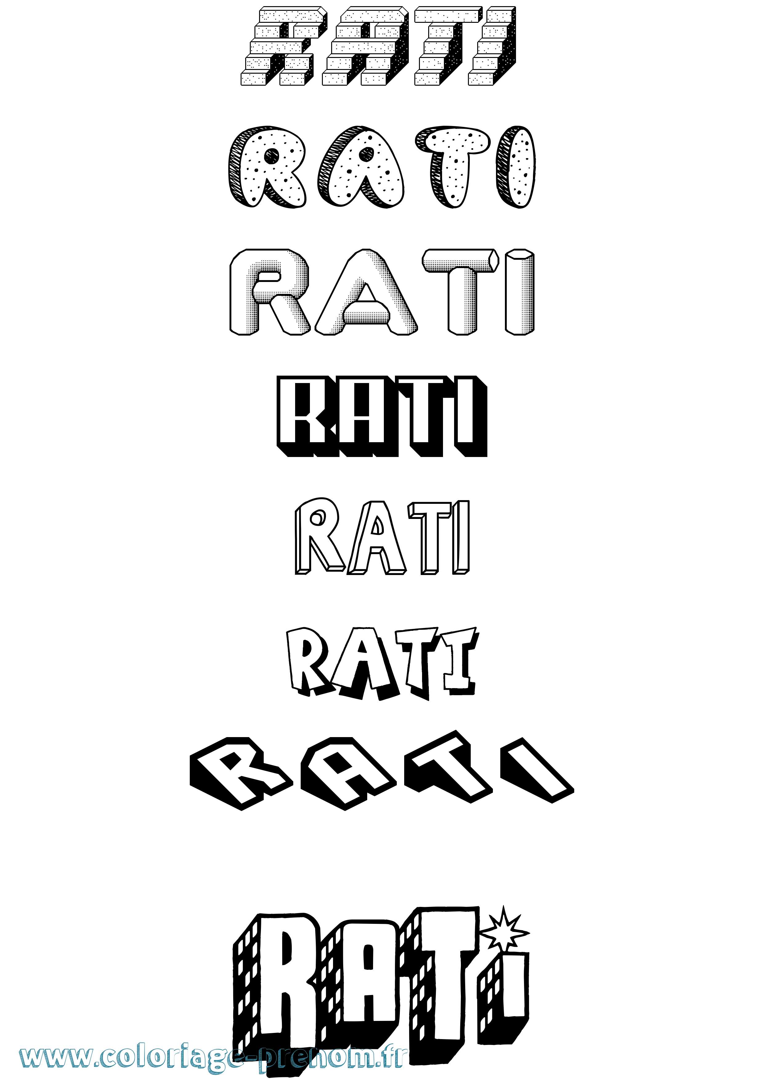 Coloriage Rati Effet 3D Coloriage prénom Rati Effet 3D
