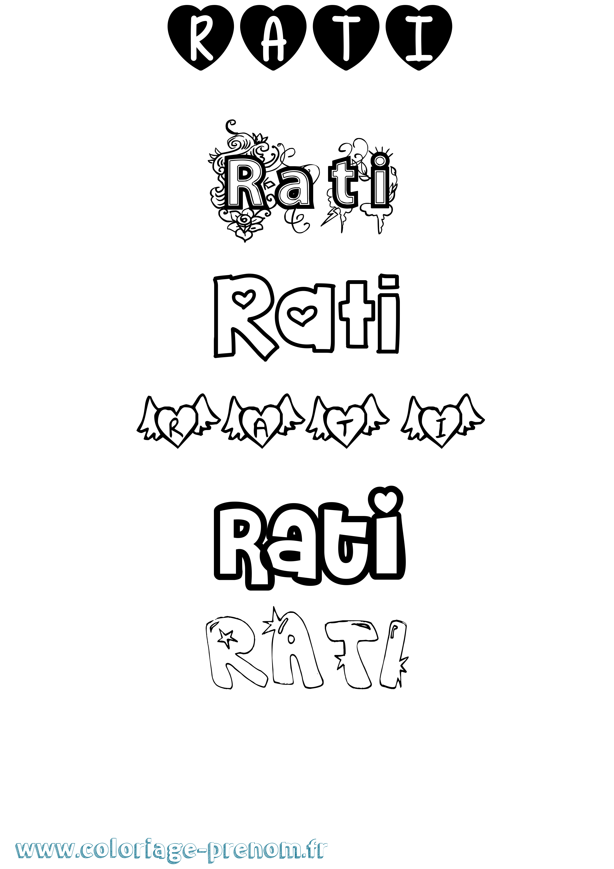 Coloriage Rati Girly Coloriage prénom Rati Girly