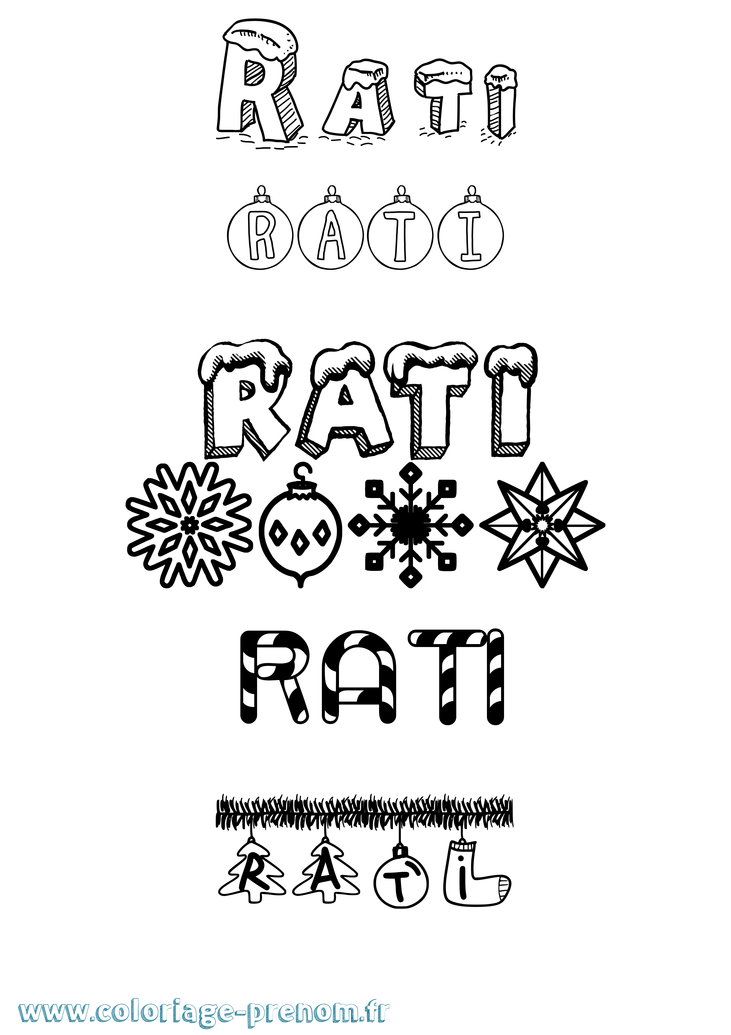 Coloriage Rati Noël Coloriage prénom Rati Noël